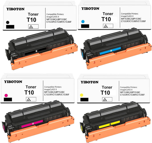 T10 T10L High-Capacity Toner Cartridge Replacement for Canon T10 T10L Toner (with New Chip) for Color imageCLASS X LBP1538C MF1538C C1533P C1538P C1538iF Printers(4 Pack)