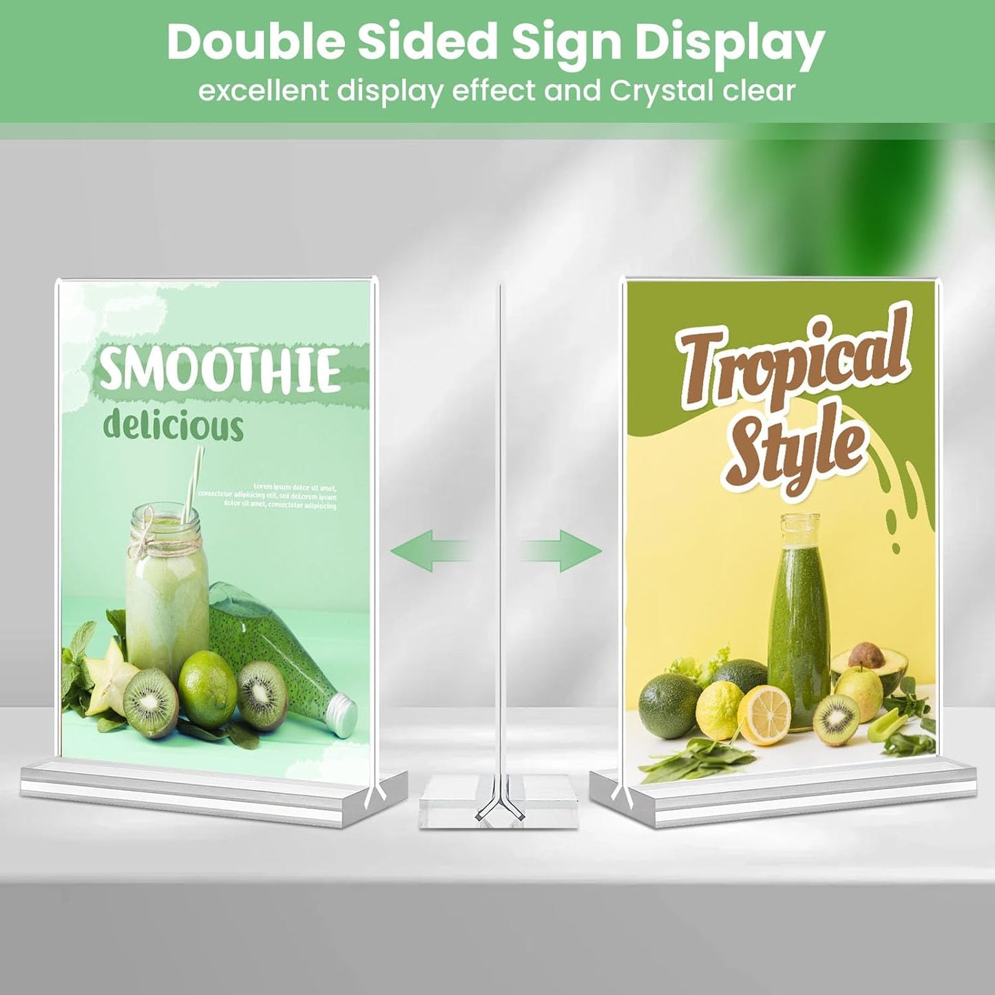 Acrylic Sign Holder 4x6, 21 Pack Clear Table Menu Vertical Double Sided Display, Plastic Menu Stand Paper Holder Suitable for Restaurants Office Store Show Fair