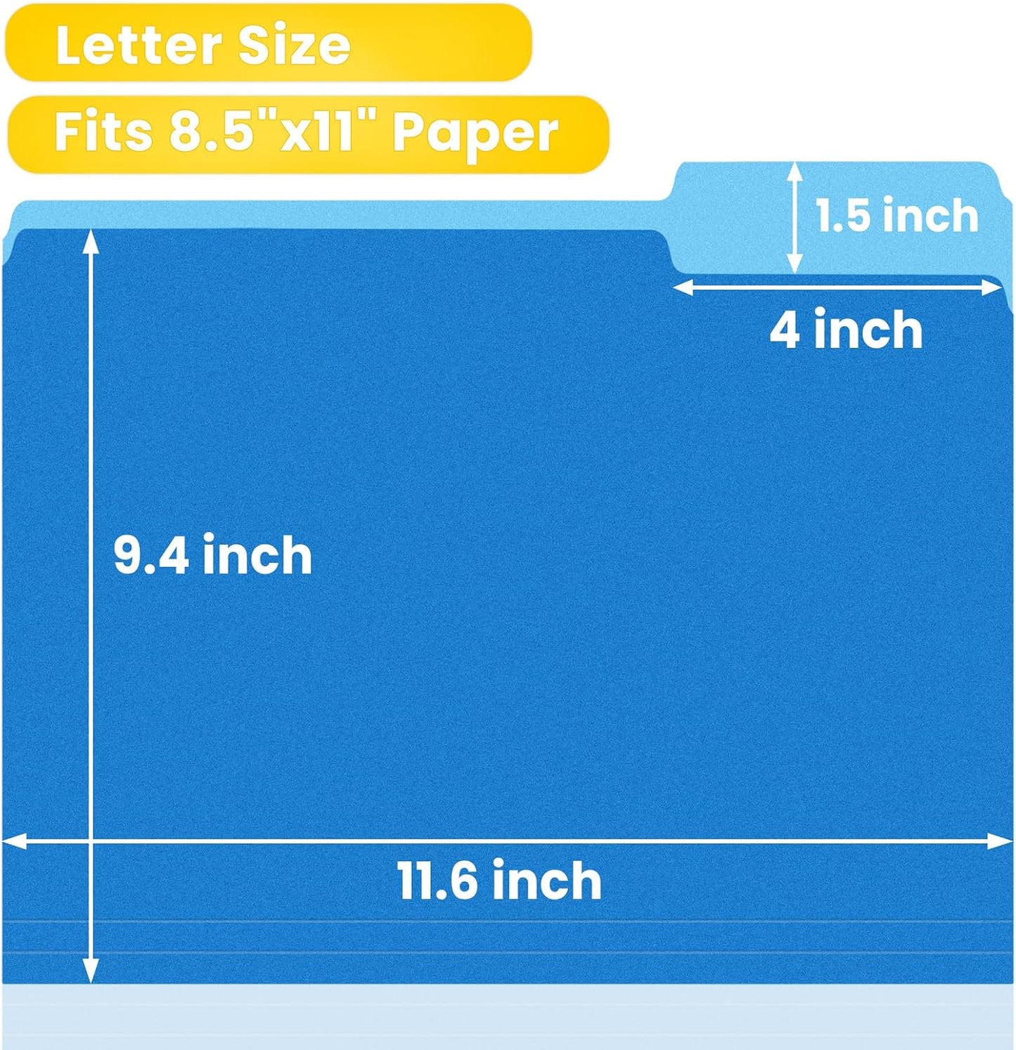 SUNEE File Folders, 100 Pack Manilla Folders 8.5 x 11, Colored File Folders Home Office School Supplies for Documents Files Paper, 5 Assorted Colors