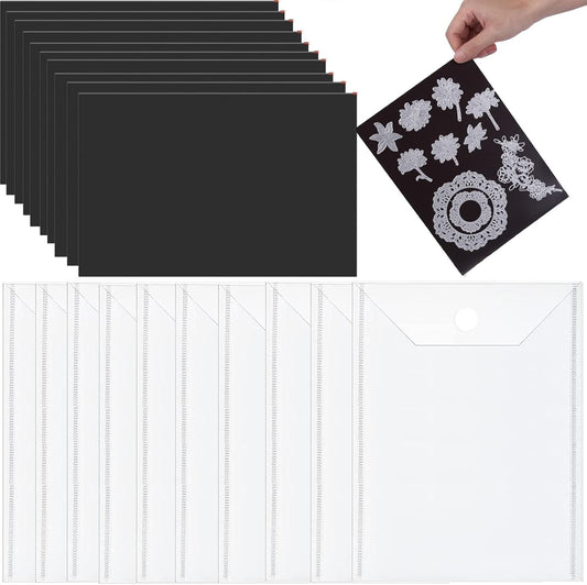 20Pcs/set Large Size Dies & Stamp Storage Bags and Soft Rubber Magnetic Sheets for Die Cuts Resealable Magic Sticker Storage Pockets Organize Envelop Pockets Magnetic Sheets for Collets Cutting Dies