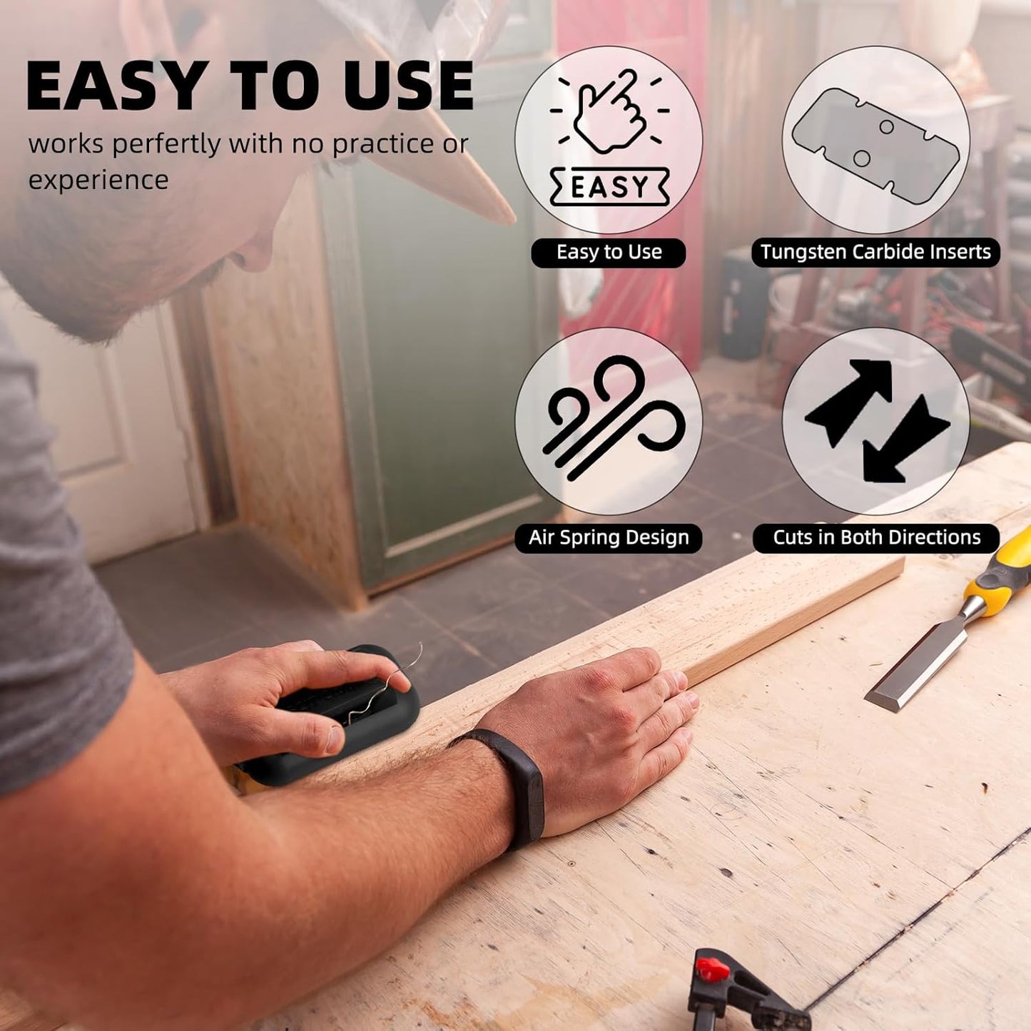 GSCIT Club Edge Banding Trimmer, Tungsten Carbide Blades Hand Planer Edge Bander for Burrs Edge Corner Planer Wood Scraper Edge Banding Tools Cutter for PVC ABS Melamine (Black)