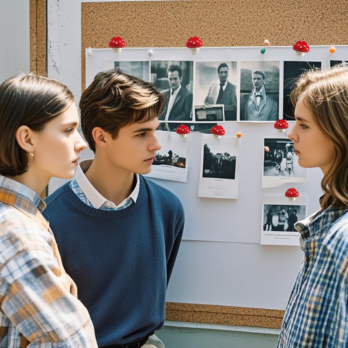 Wooden Mushroom Pushpins, 20pcs Decorative Thumbtack Cute Thumb Nails Mushroom Thumb Tacks for Home Office Classroom Photos Wall, Maps, Bulletin Board, Cork Boards Hanging Posters