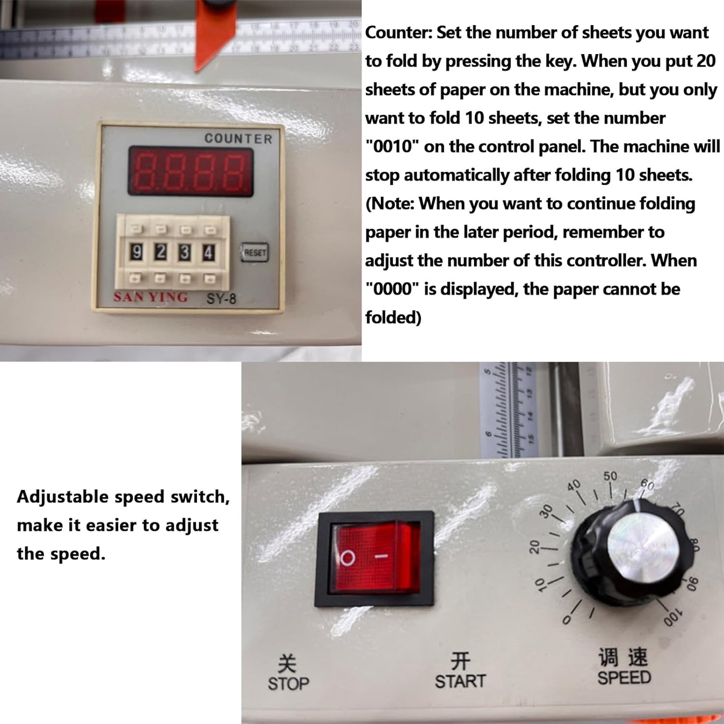 WYDDDARY Automatic Paper Folding Machine Fold Sizes 2x3in to 12x27in Small Horizontal Origami Machine Max Speed 262ft/min for Manuals Document Business Letters 110V 70W