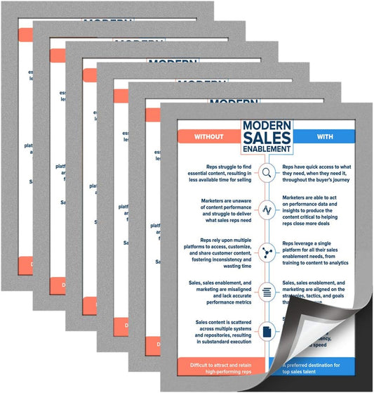 Document Sign Holder Pockets with Adhesive Back, Plastic Poster Picture Notice Display Frame for Window/Door/Wall/Cabinet, 8.5 x 11.6 Inches, Silver, 12 Pack