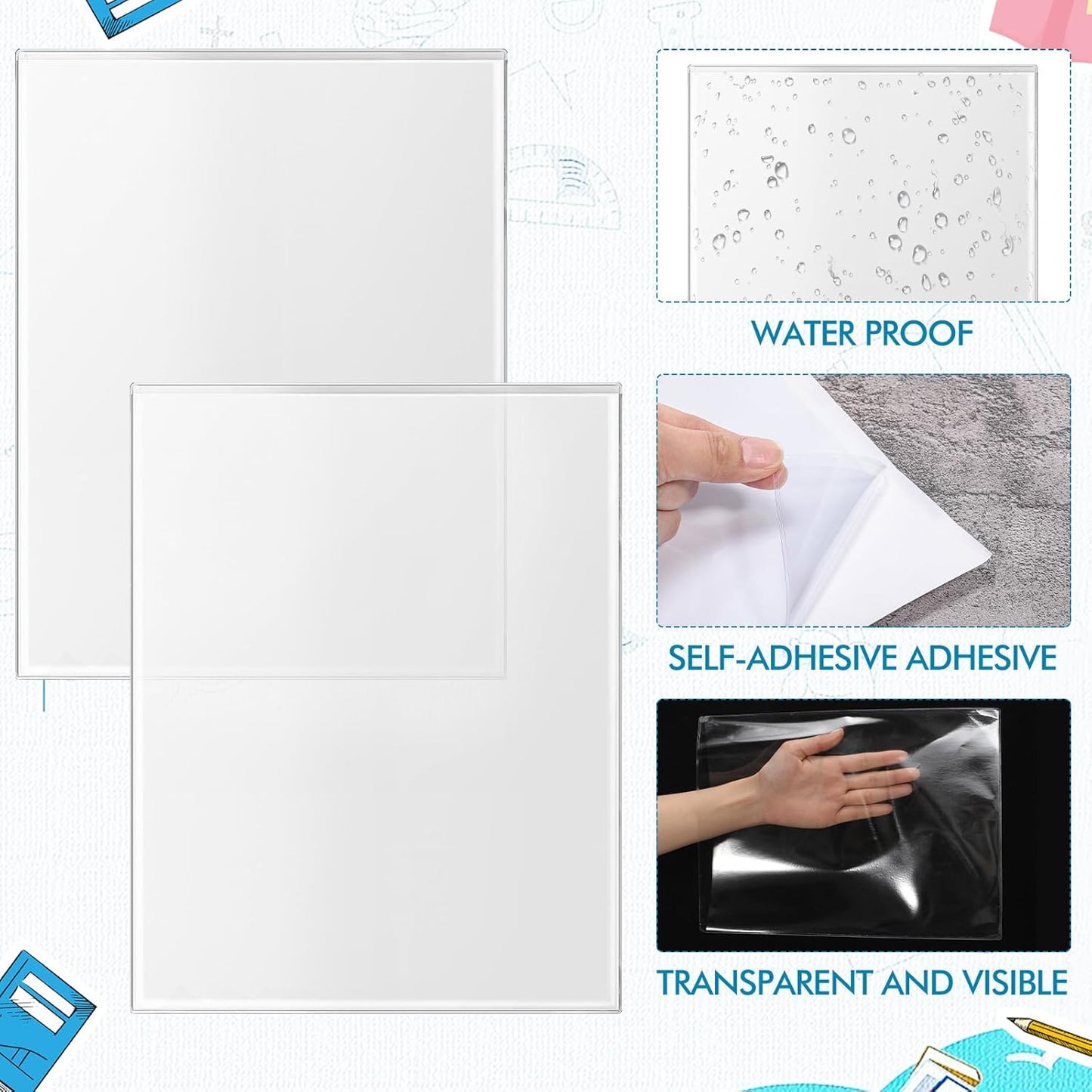 Outus Self Adhesive Shop Ticket Holders Clear Plastic Sleeves Adhesive Pockets Work Order Job Ticket Holders for Home Office Posting Signs(8.5 x 11 Inch,30 Pcs)