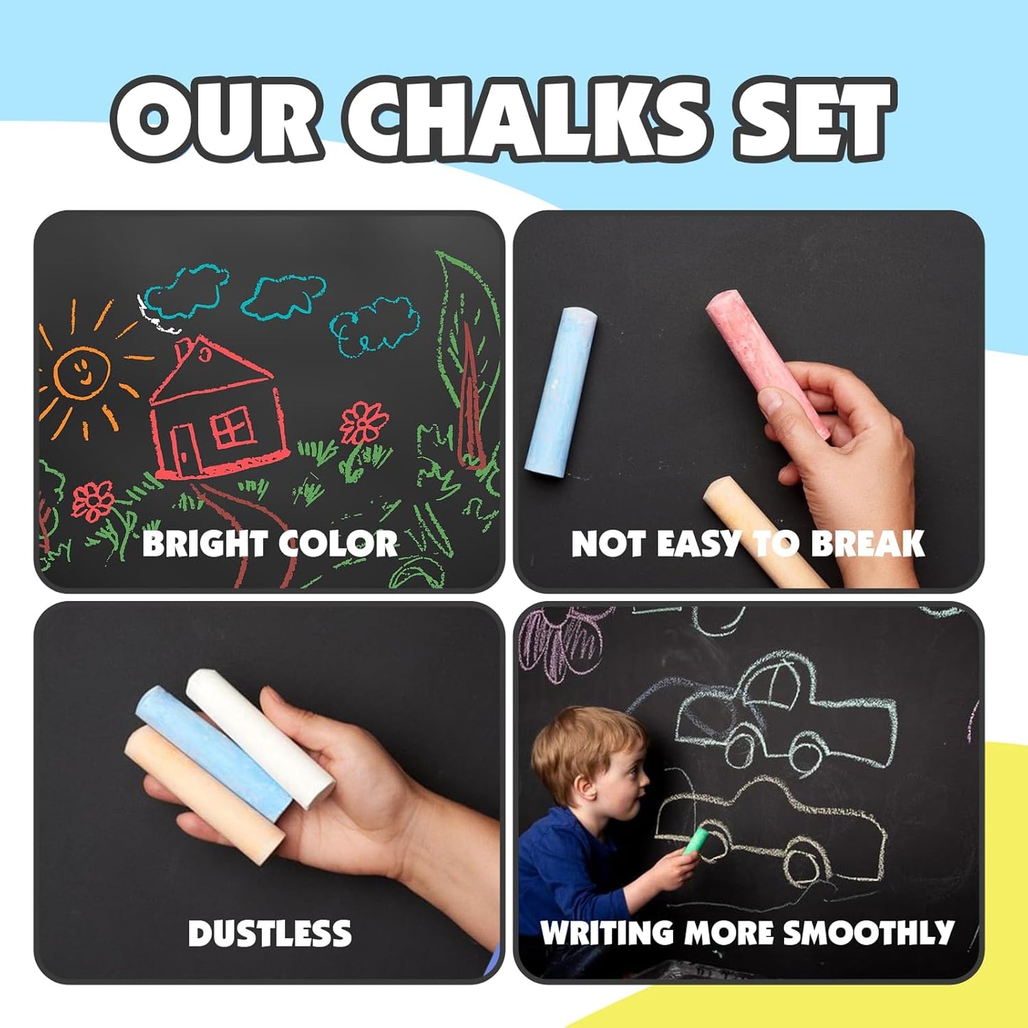 180PCS Sidewalk Chalks Set in 20 Colors, Non-Toxic, Washable Jumbo Outdoor Chalk for Kids, Pavement Chalk