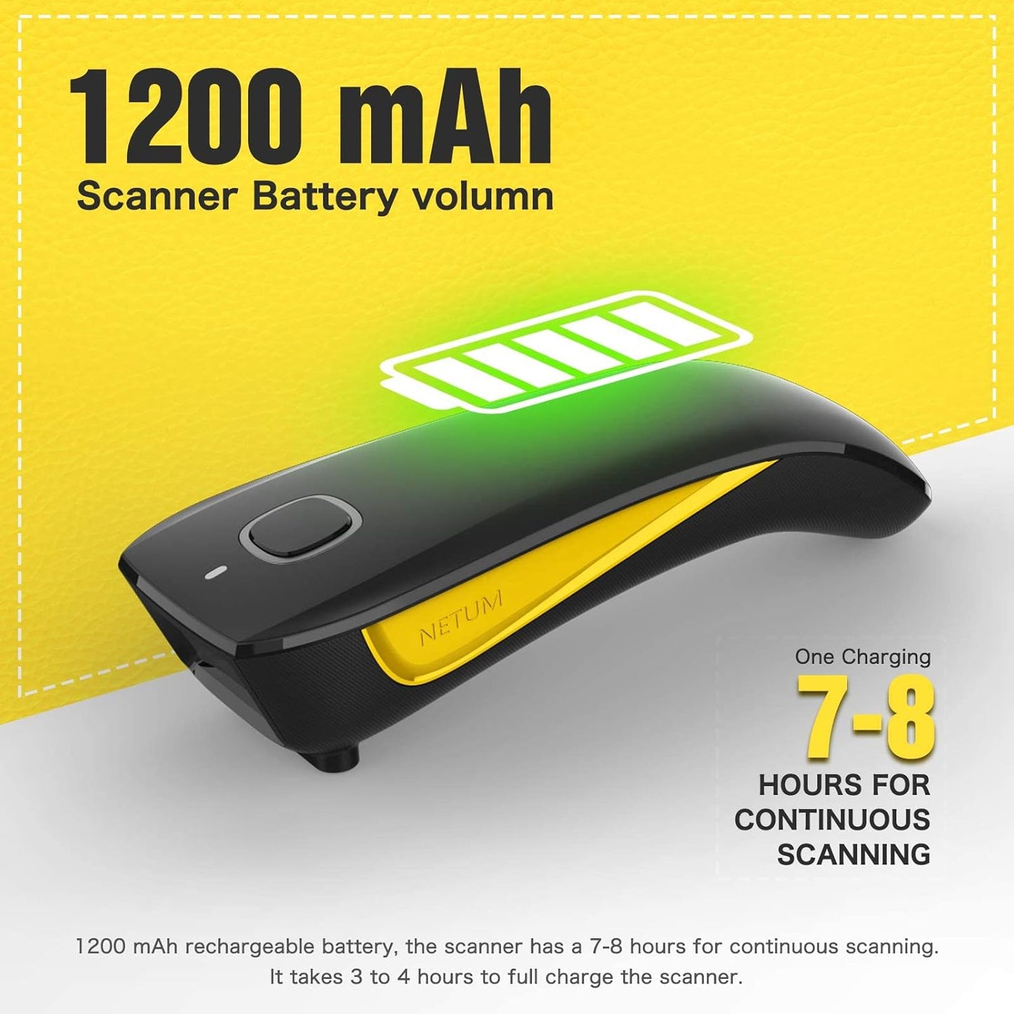 NETUM QR Code Scanner, Mini Barcode Scanner Bluetooth Compatible, Small Portable USB 1D 2D Bar Code Scanner for Inventory, 2.4G Cordless Image Reader for Tablet iPhone iPad Android iOS PC POS - C750