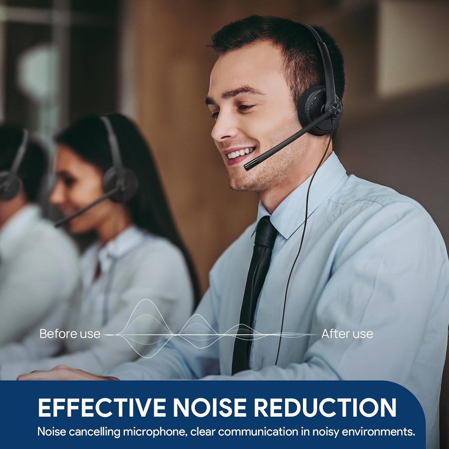 Yealink UH34 USB Headset with Noise Cancelling Mic, Work Headset for PC, Teams Certified Headphones for VoIP Phone Softphone, in Line Control