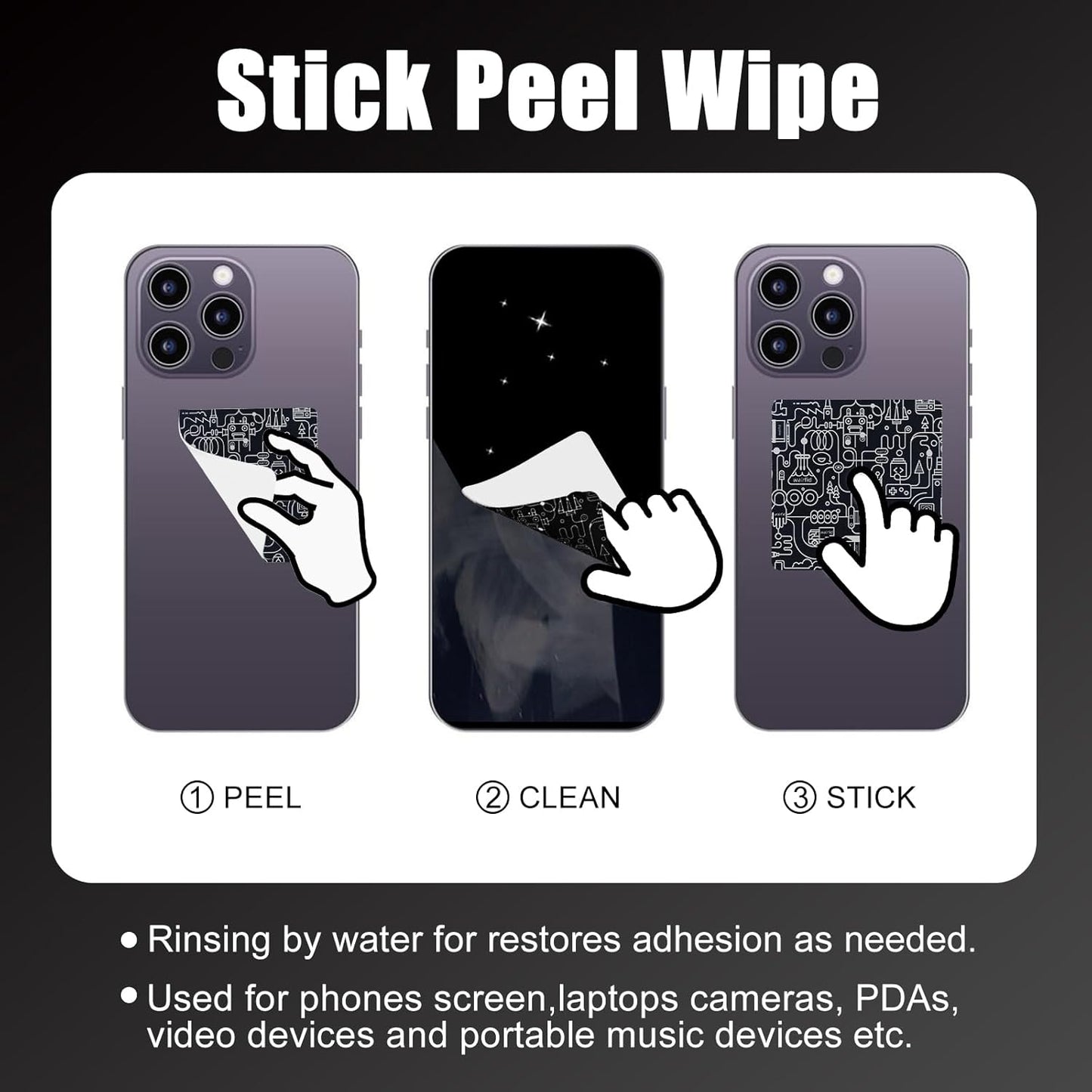 walrfid 2 Pack Car Screen Cleaner, Computer Screen Cleaner Spray and Wipe, Laptop Cleaning Mist Kit for Electronic iPad, iPhone, Phone, MacBook, TV, Monitor, Tablet Display, with Graffiti Case, Black