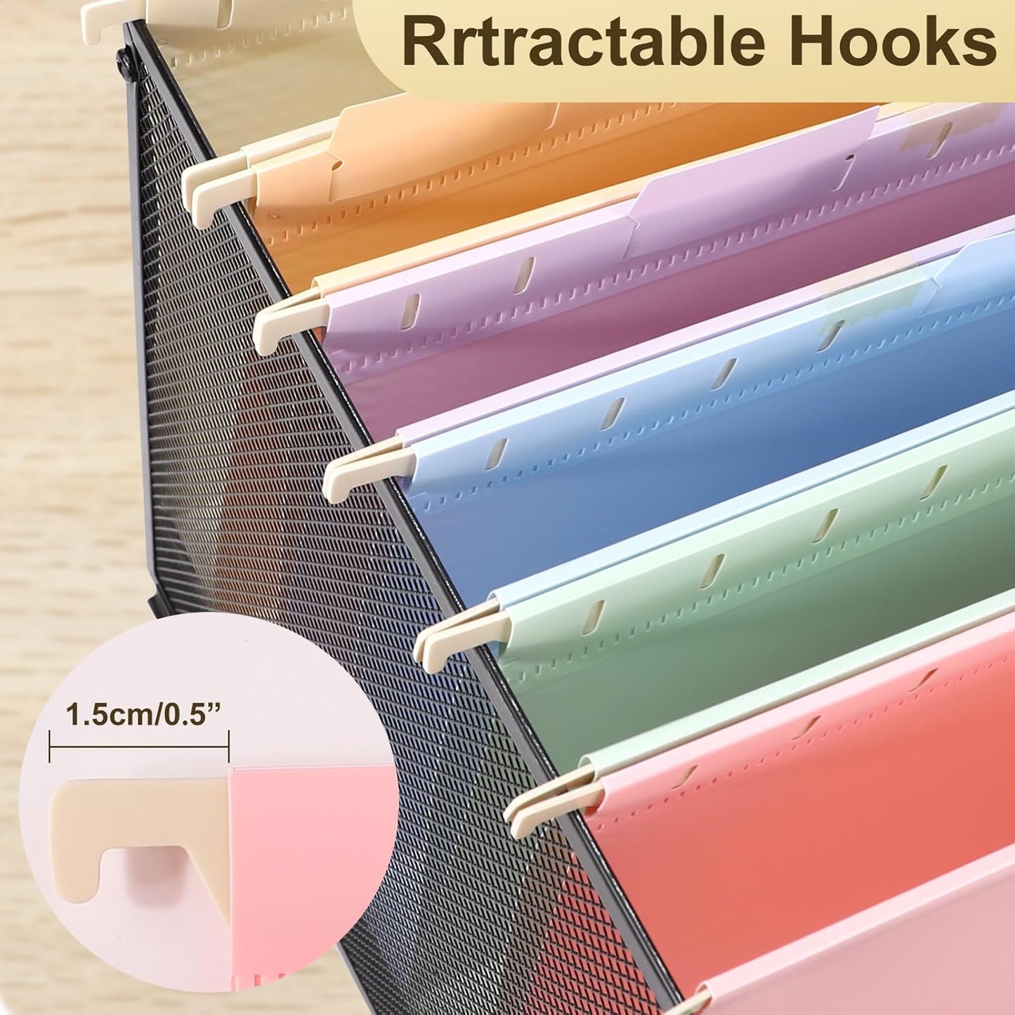 Plastic Hanging File Folders Letter Size,24 Pack Pastel Hanging Folders with Tabs,Heavy Duty for Filing Cabinet,Home and Office File