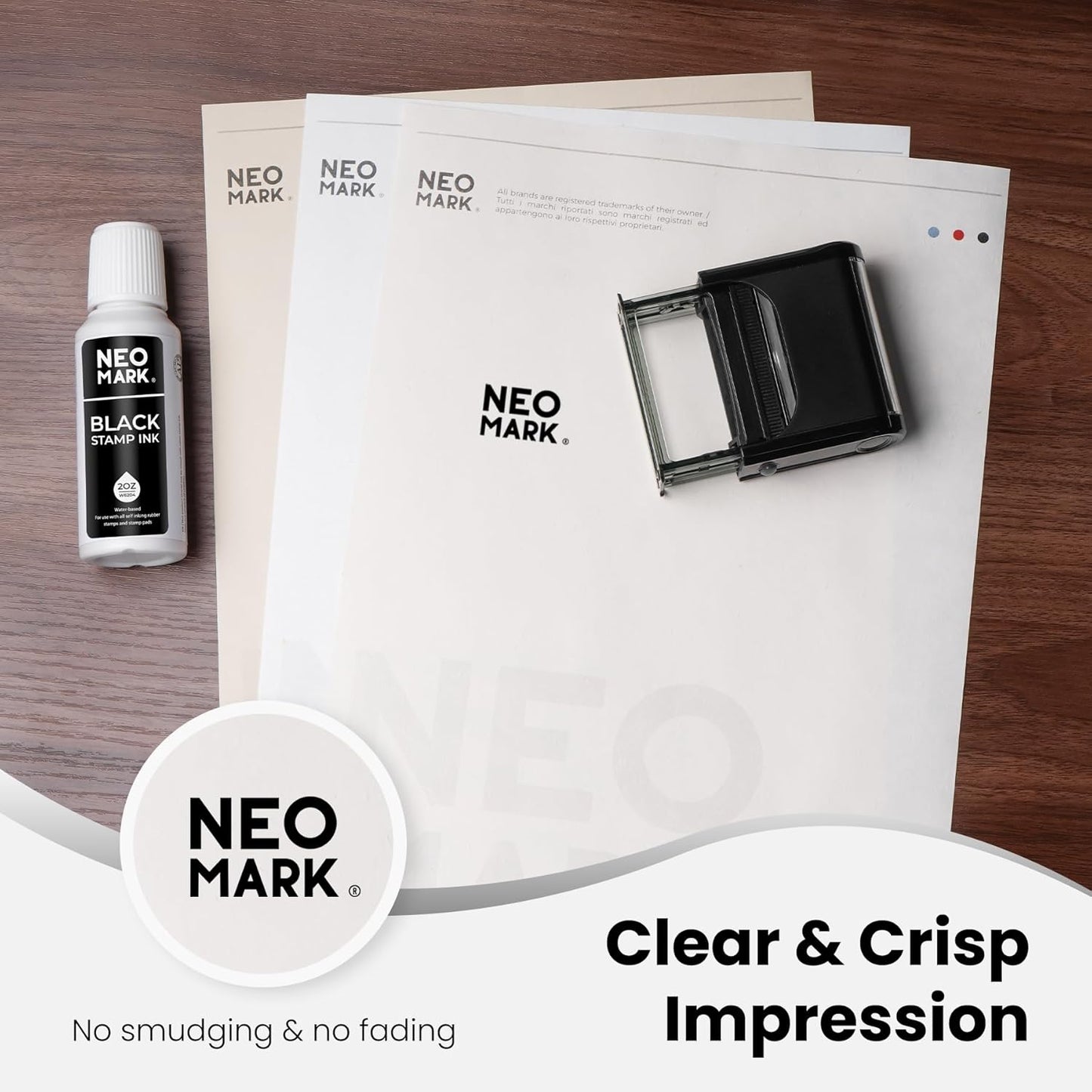 Premium Stamp Ink, Quick-Drying & AP-Certified Non-Toxic Refill Ink for Self-Inking Stamps, Date Stamps and Stamp Pads (Black, 2oz)