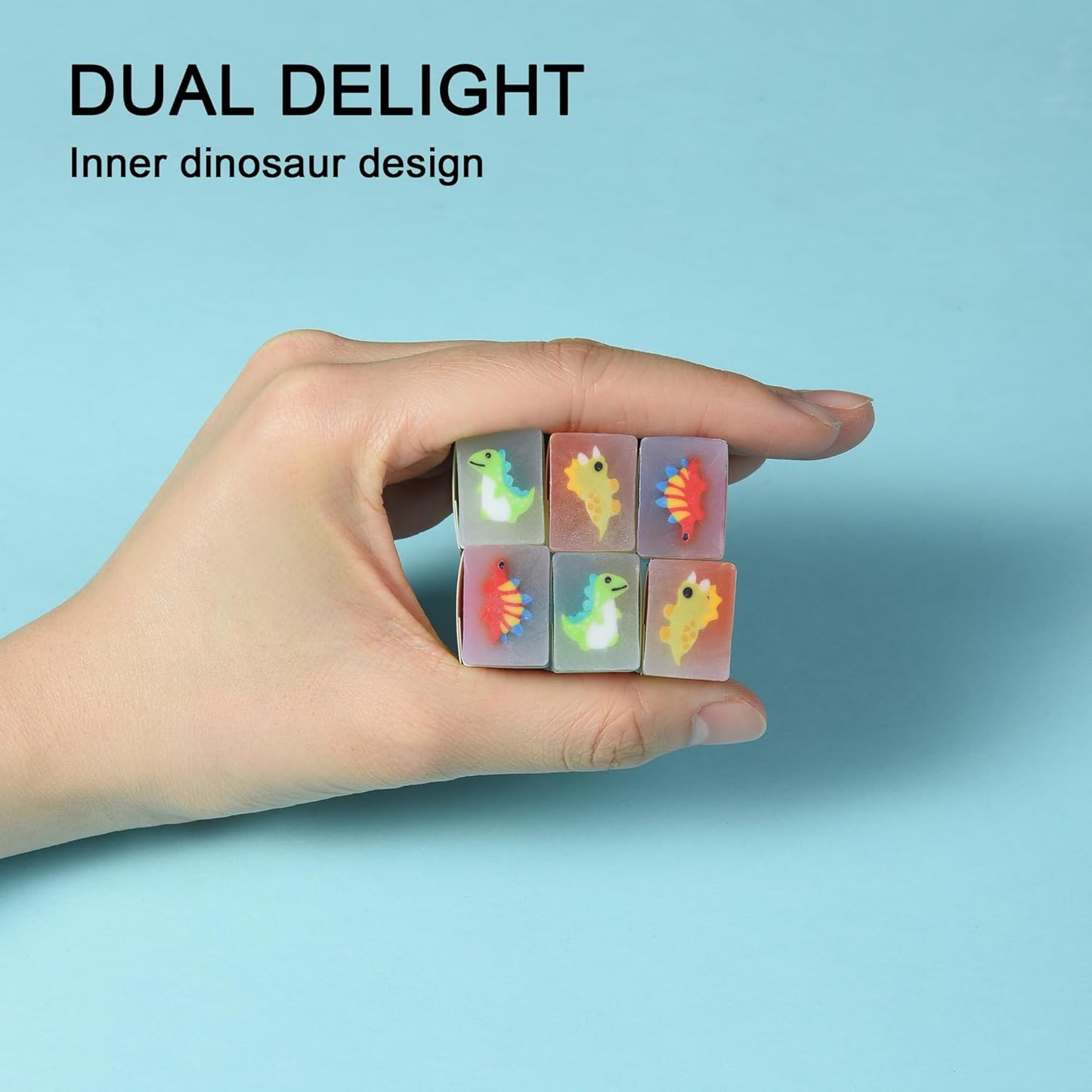 18Pcs Cute Dinosaur Erasers for Kids Bulk, Kawaii Fun Pencil Jelly Erasers for School Classroom Supplies Prize Gifts Party Favors