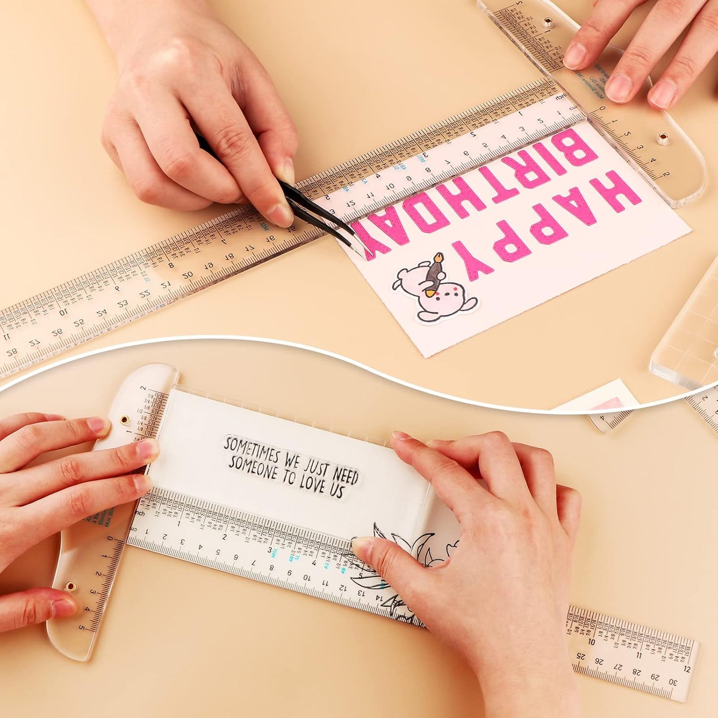 12" Clear Acrylic T-Square Ruler for Easy Reference While Crafting T-Square Ruler Hand Tool in Both Inches Metric Measurements Transparent Graduated T-Ruler Inch Metric T-Square Measuring Scale Ruler