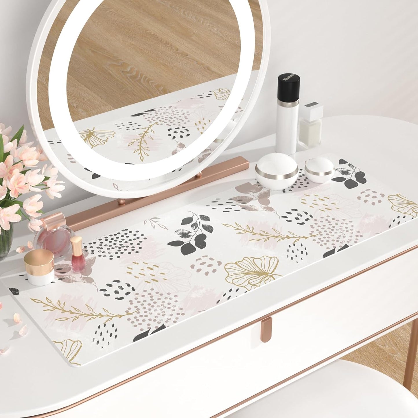 QIYI Large Mouse Pad for Desk, Cute Desk Mat for Desktop, Women Girls Office Décor Desk Accessories, PU Leather Waterproof Gaming Mousepad, Boho Botanical Desk Pad Computer Mat, 31.5" x 11.8"