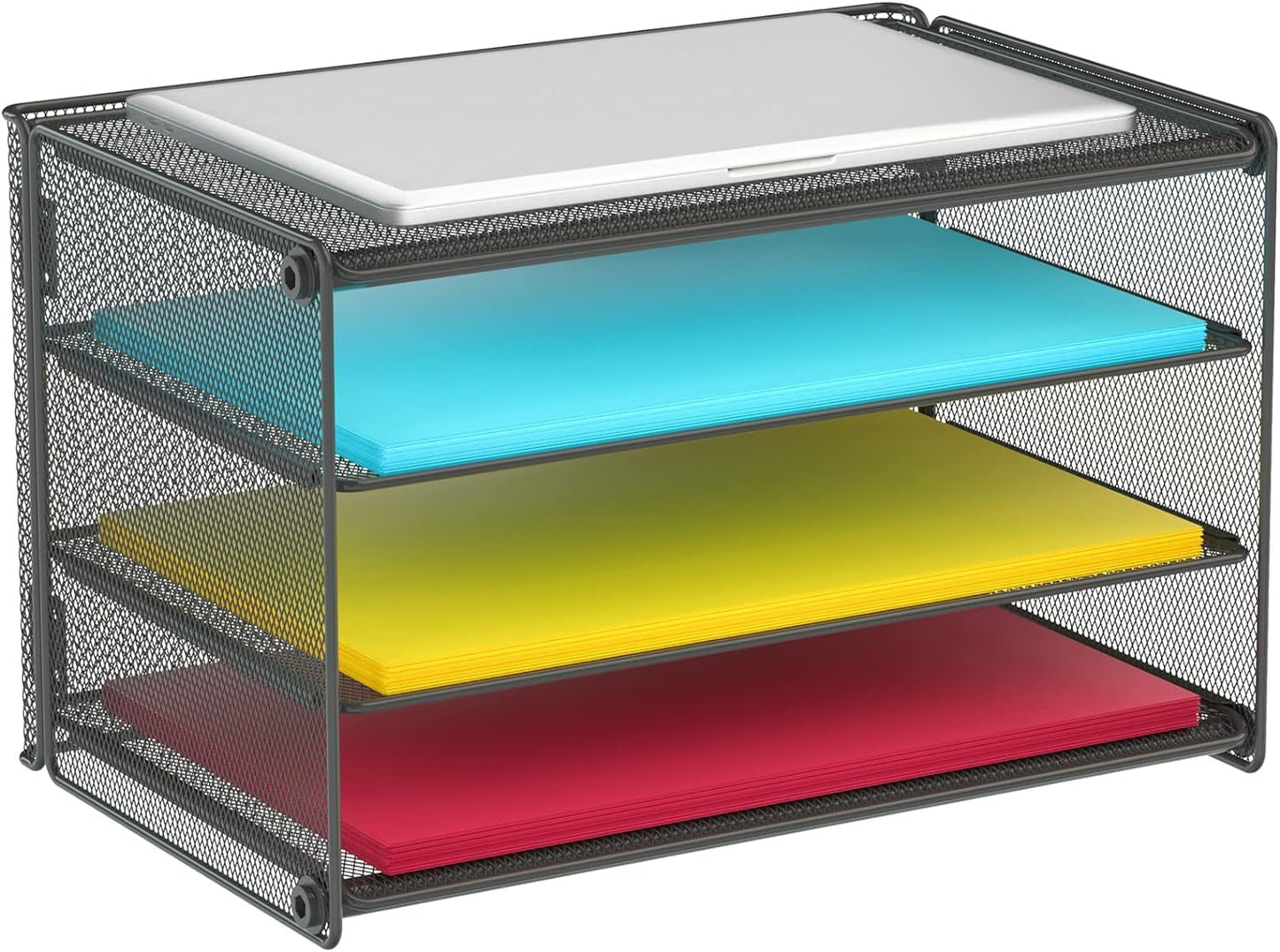 Samstar Paper Letter Tray, 3 Tier Desk File Organizer Paper Sorter Letter Shelf Rack, Mesh Made,Black ...