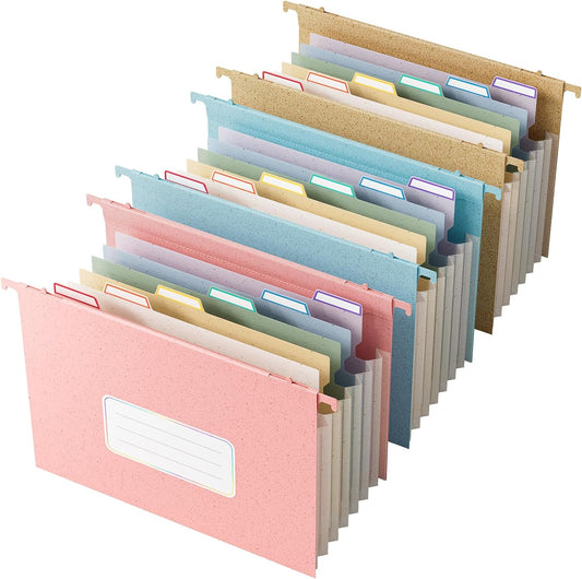 Wheat Straw Expanding Hanging File Folders, 3 Color File Organizer, 1.2" Accordion Pockets, Large Capacity, Letter Size for Filing Cabinet, 100% BPA Free, Return to Nature, Healthy Living