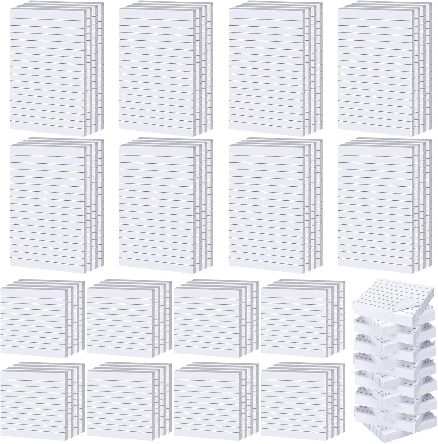 Yexiya 64 Pcs Lined Sticky Notes Self Stick Notes with Lines Bright Assorted Colors Sticky Pad for Home Office Products Post Memos, 1920 Sheets(3 x 3 Inch, 4 x 6 Inch,Mixed Color)
