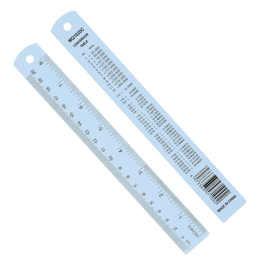 PATIKIL 20cm/8" Metal Ruler, 2 Pack Aluminum Alloy Rulers with Centimeters, Millimeters, Inches and Conversion Table Straight Edge Ruler for Writing Machinist Drafting, Blue