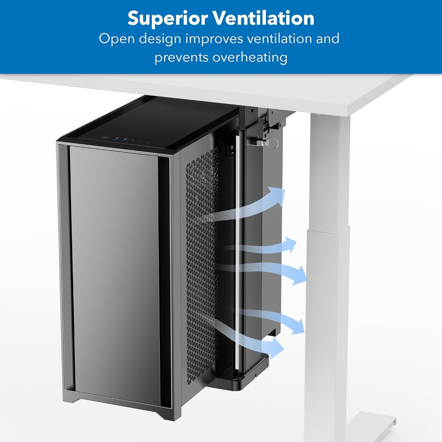Mount-It! CPU Under Desk Mount Bracket, Height Adjustable Heavy Duty Computer Tower Wall Mount, 44 lbs Weight Capacity, Adjustable Width Computer Case Holder Installation Under Desk or On Wall, Black