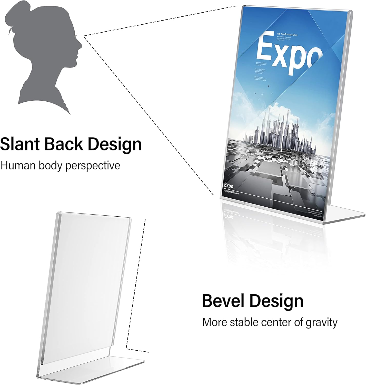 Relx Acrylic Sign Holder 8.5 x 11, Acrylic Display Stand for Display, Slant Back Clear Frames Plastic Sign Holder for Store, Restaurant (6 Pack)