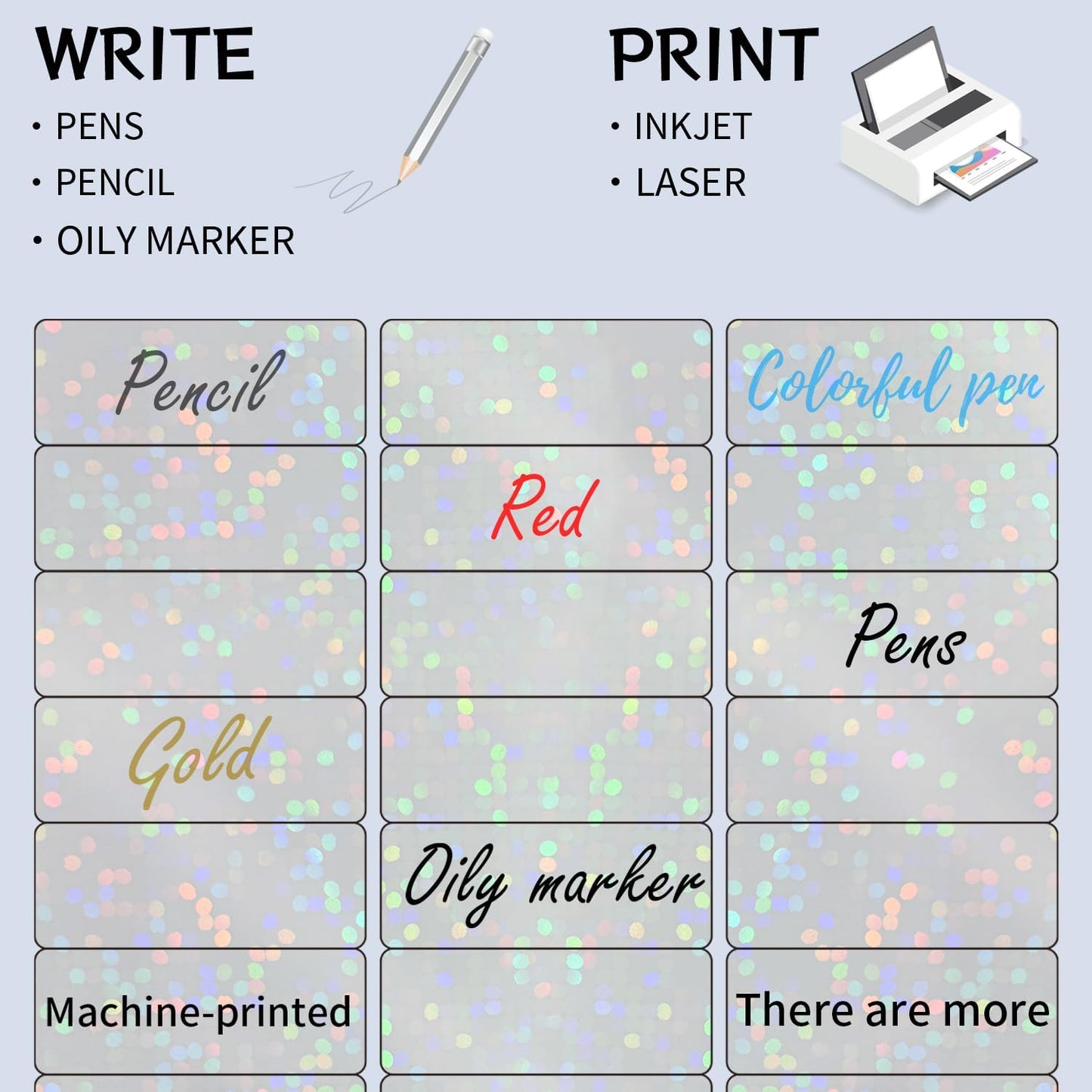 STARLIBOO Transparent Stickers Labels -1" x 2-5/8" Clear Address Labels Mailing Stickers for Laser/Inkjet Printer 8.5"×11"- 20 Sheet (Clear Holographic Dot)
