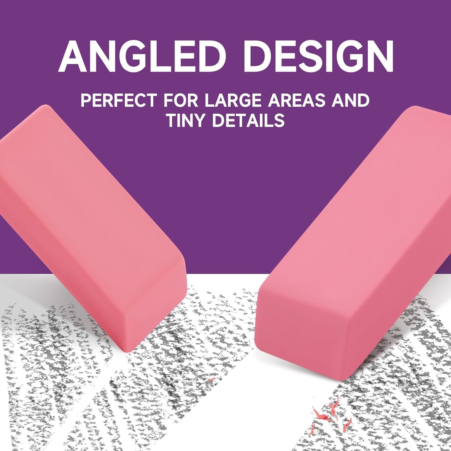 144 Pack Pink Erasers Bulk, Large Pencil Erasers for School, Classroom, Teacher, Homeschool, and Office Supplies