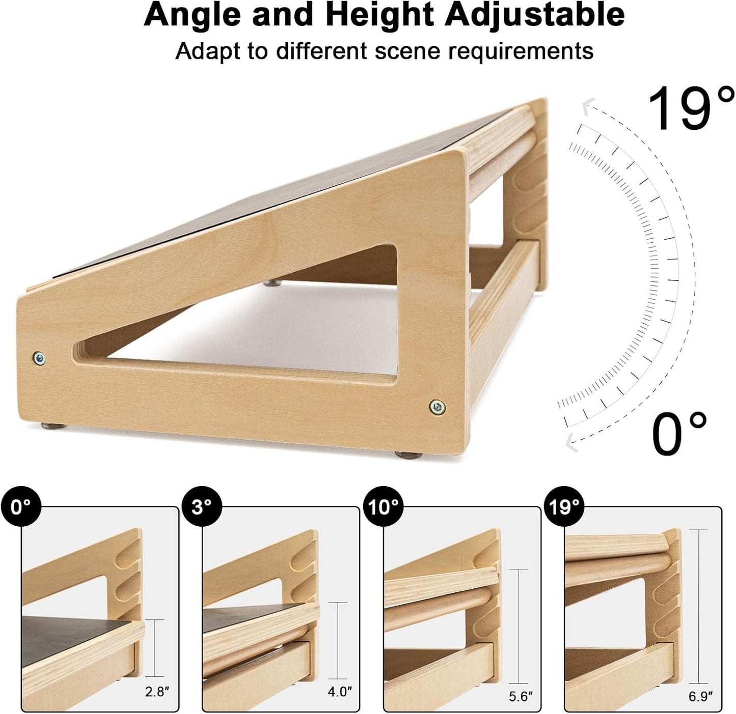 WOOD CITY Foot Rest for Under Desk at Work, 3 Heights Adjustable Footrest with Silicone Surface, 2 in 1 Foot Stool Improve Posture, Reduce Fatigue & Pain, Ideal for Home/Office/Gaming (Natural)