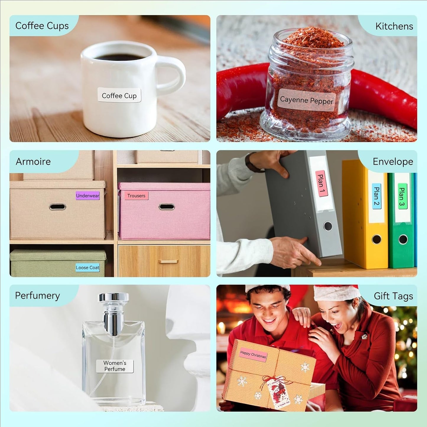 Label Maker Tape Refill 15mm 0.47 Standard Laminated Thermal Label Tape Replacement 0.59"×1.57"(15×40mm), 1650 Labels/10Rolls/Pack, High Definition Labeling Tape for Home Office School Hotel