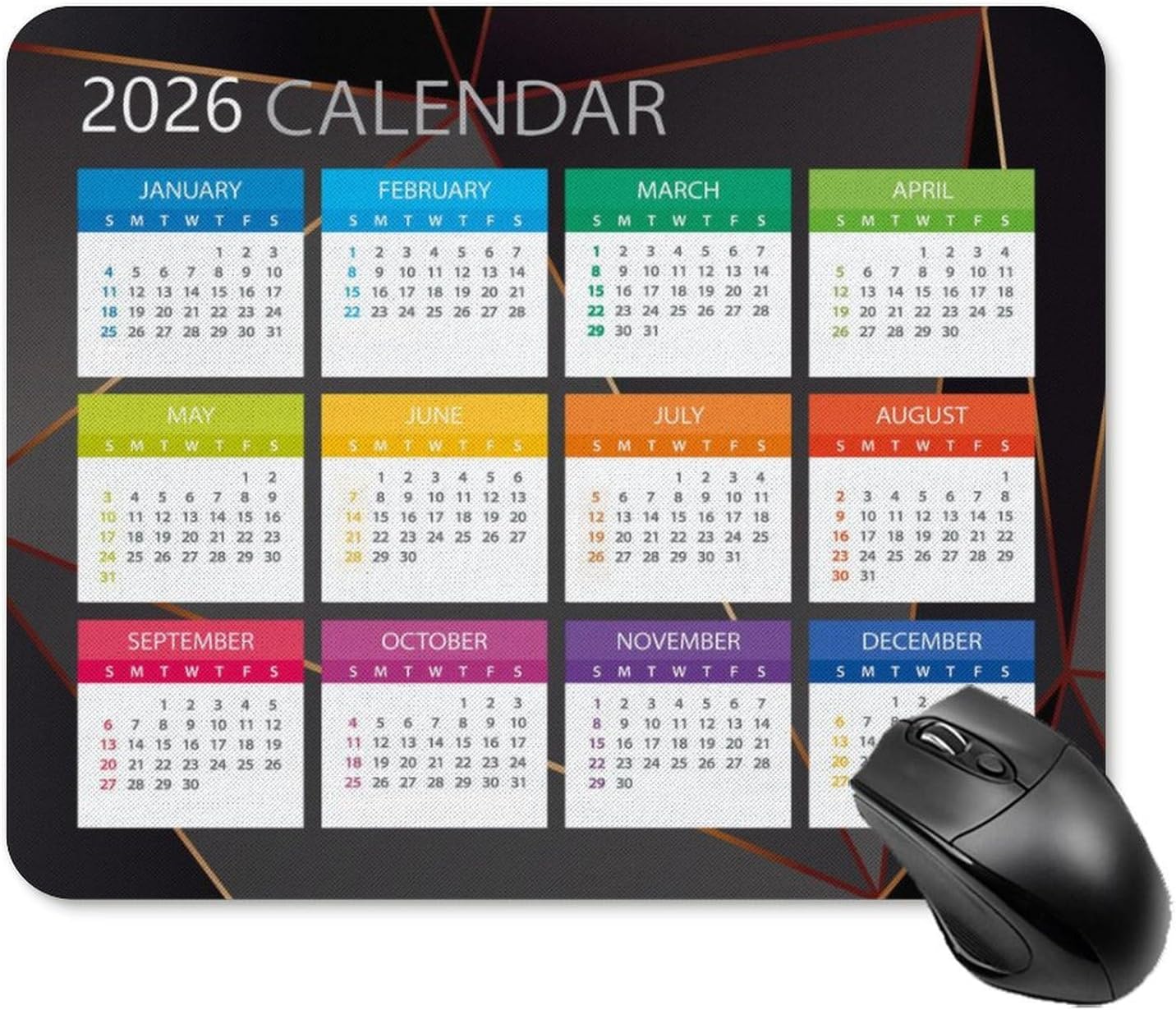 2026 Mouse Pad Calendar Computer Mouse Pads Calendars Non-Slip Rubber Desk Mat Mousepad Gaming Office Keyboard Mat