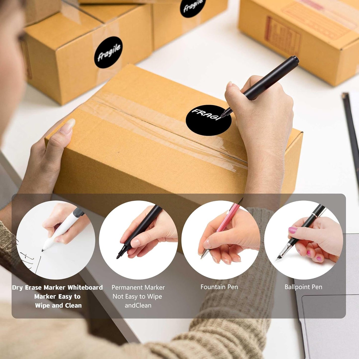 PARLAIM 4 Rolls 2000Pcs Circle Sticker Roll Permanent Adhesive 2 inch Round Dot Color-Code Labels for Inventory, Black