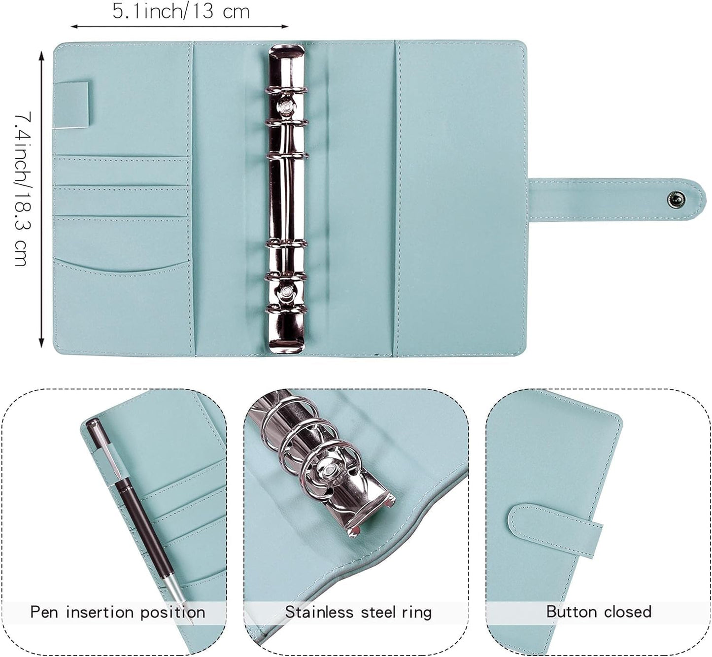 Money Saving Binder, Savings Challenges Book with for Cash Envelopes, 12pcs Zipper Envelopes A6 Budget Binder, Budget Planner for Managing Budgets and Saving Money -(Blue-7.4IN)