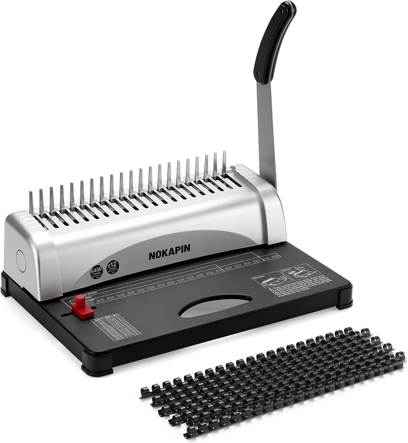 Binding Machine,Book Binder Machine 21-Holes, 450 Sheets,Comb Binding Machine with Starter Kit 100 PCS 3/8'' Comb Binding Spines,Spiral Binding Machine for Letter Size, A4, A5 or Smaller Sizes