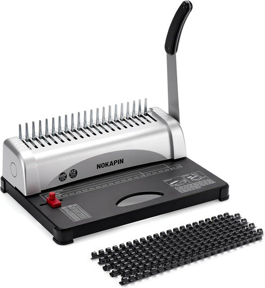 Binding Machine,Book Binder Machine 21-Holes, 450 Sheets,Comb Binding Machine with Starter Kit 100 PCS 3/8'' Comb Binding Spines,Spiral Binding Machine for Letter Size, A4, A5 or Smaller Sizes