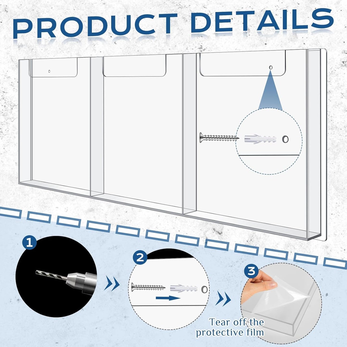 Sherr 4 Pcs Acrylic Brochure Pamphlet Holder Wall Mount 2 Sizes 9 Pocket Fits for 8.5" x 11" and 4" x 9" Brochure Magazine Holder Literature Multi Slot Wall Mount Combo Display Clear Flyer