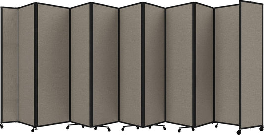 Versare Room Divider 360 Portable Wall Partition | Folding Panels | Large Freestanding Divider | Locking Wheels | Temporary Room Separator | 25' x 7'6'', Warm Pebble