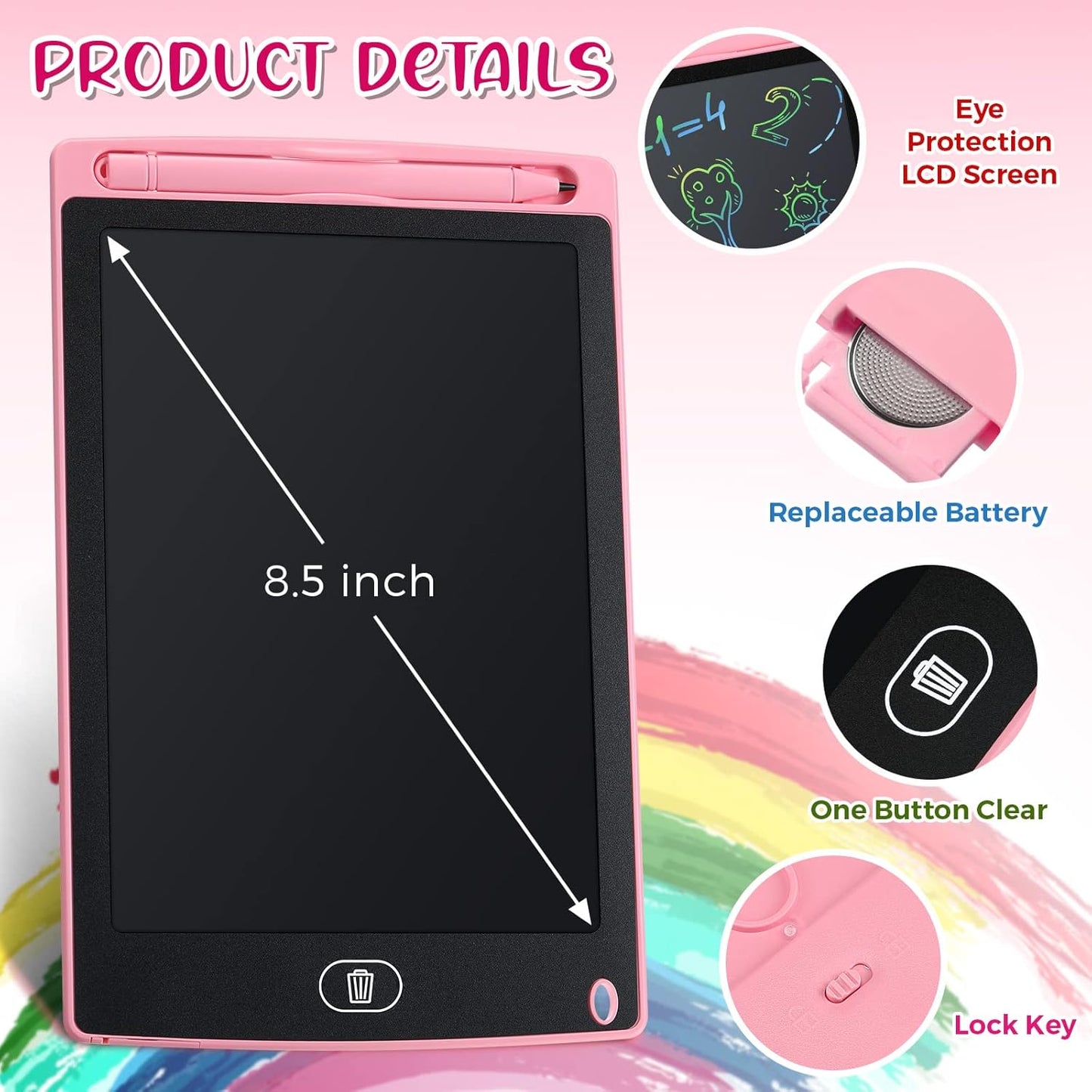 Zhehao 20 Pack LCD Writing Board for Kids, 8.5 Inches Doodle Reusable Screen Drawing Pad Erasable Painting Pads Educational Toy for 3-8 Years(Blue, Red, Green, Pink)