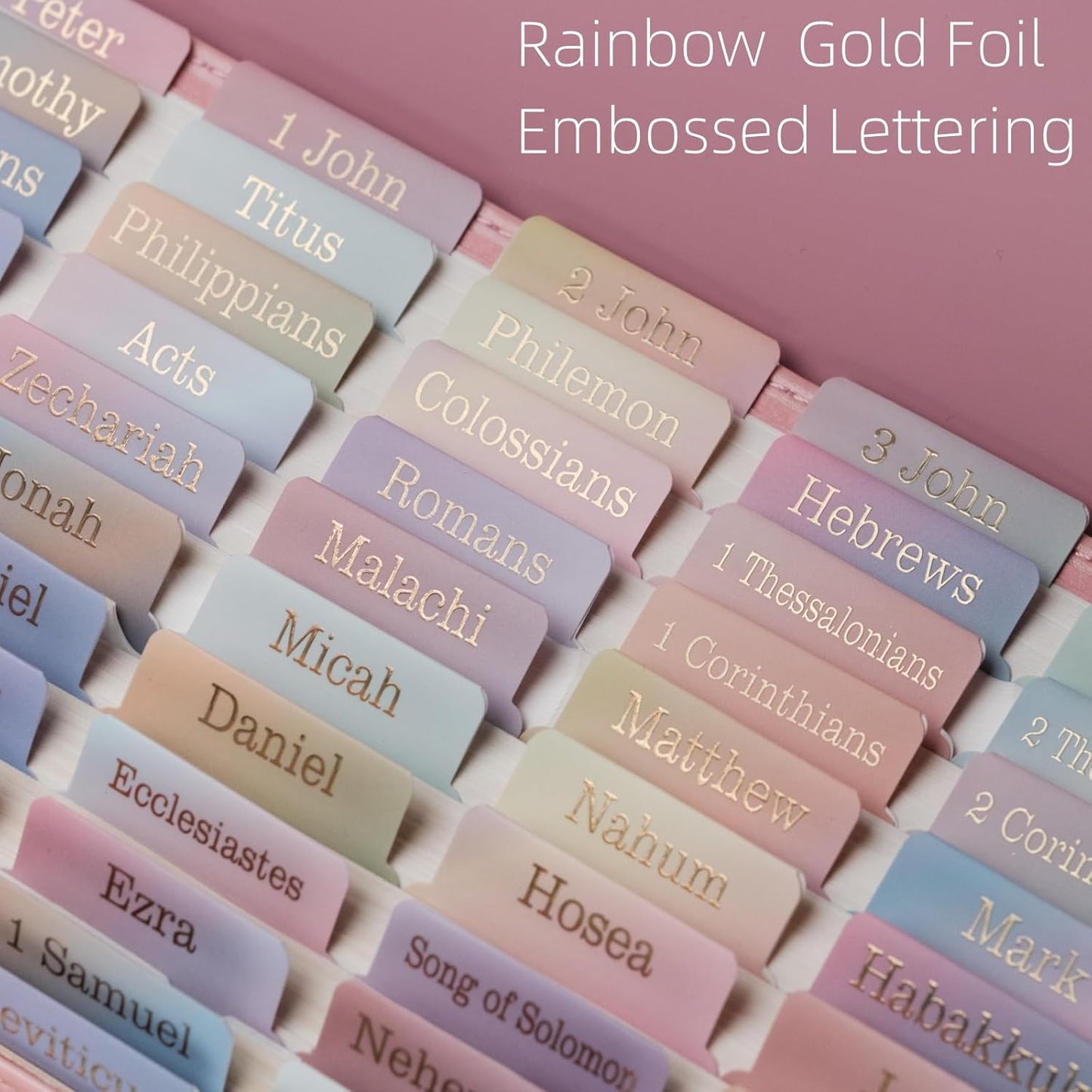 UPAFEXXI-Laminated Bible Tabs with Book Summaries(Gold Foil Embossed Lettering), Bible Tabs for Women and Men, Reposition Large Print Stickers, Easy to Read, 80Chapters Labels for Easy Navigation