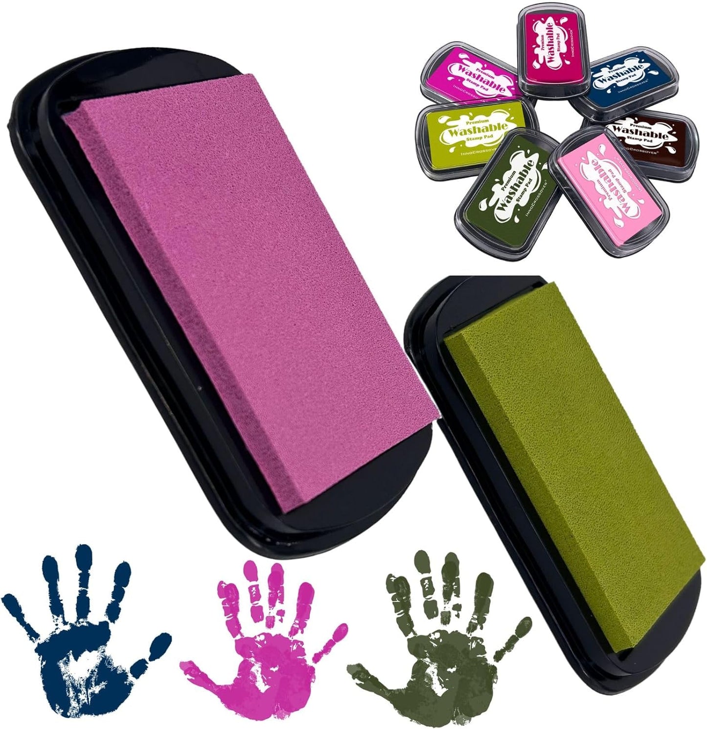 7 Washable Ink Pad, Stamps for Kids, Kids Crafts, Paw Print Kit, Baby Footprint Kit, Stamp Pads for Baby Shower on Scrapbooking, Fingerprint Ink Pad, Easy to Wash Off Skin| Large | Safe Non-Toxic