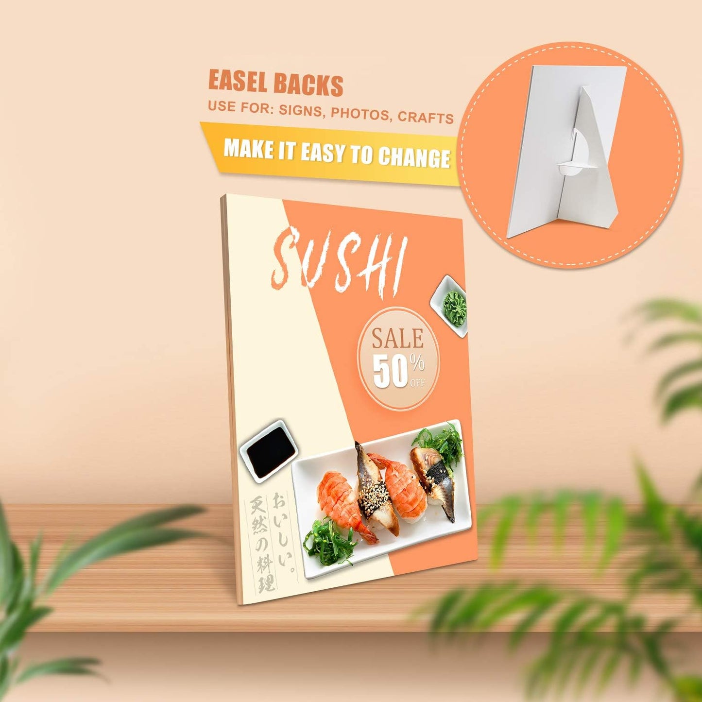 Golden State Art, 5 Inch Self Stick Easel Back, Cardboard Stand, Single Wing, Archival Quality, Display Posters Pictures Brochures, Easy and Fast Application (Pack of 50) White, Made in USA