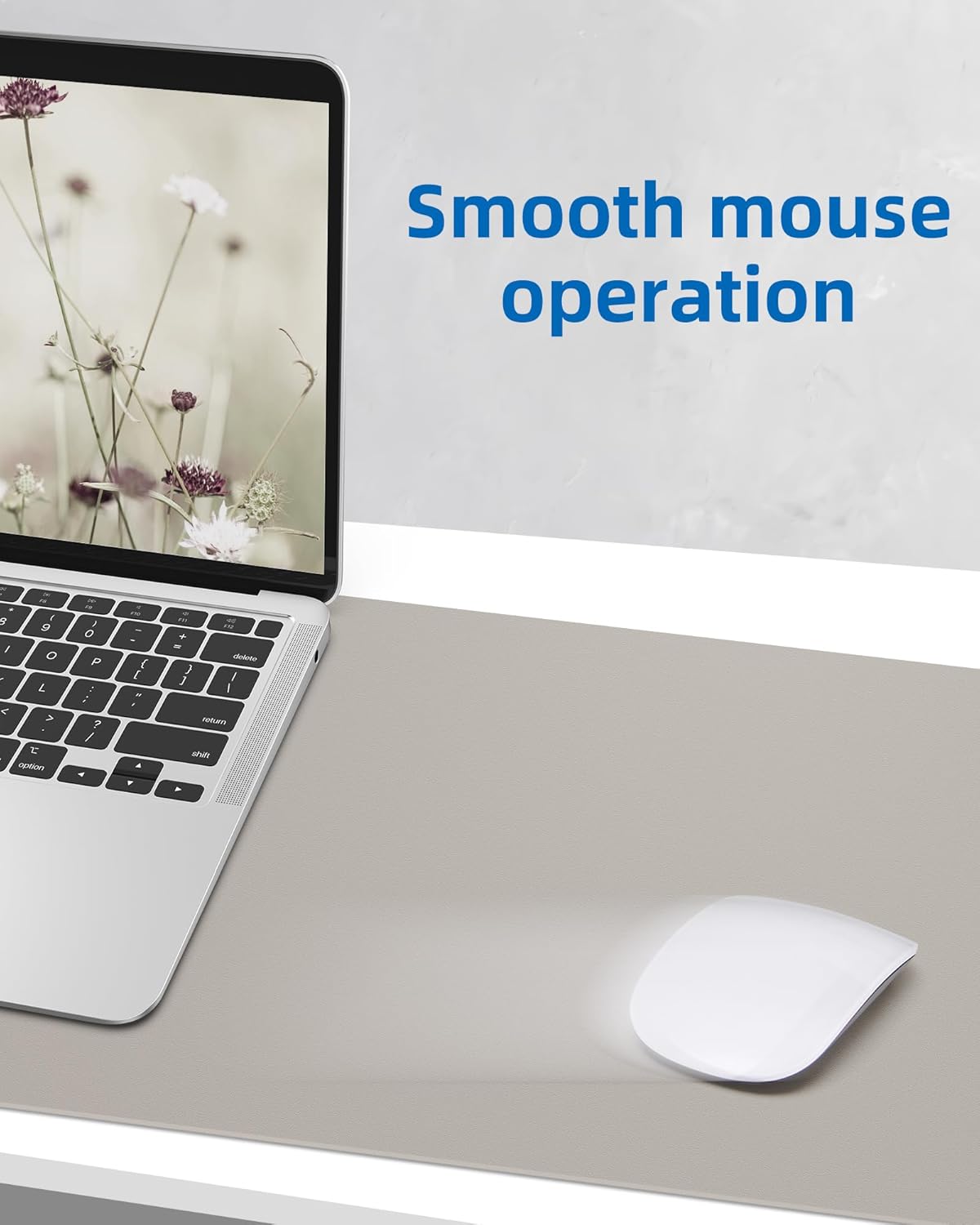 Leather Desk Pad Blotter,Mouse Pad,Office Desk Mat, Non-Slip PU Leather Desk mat,Large Desk mat,Waterproof Keyboard mat for Office/Home/Decor (Light Grye,35" x 17")