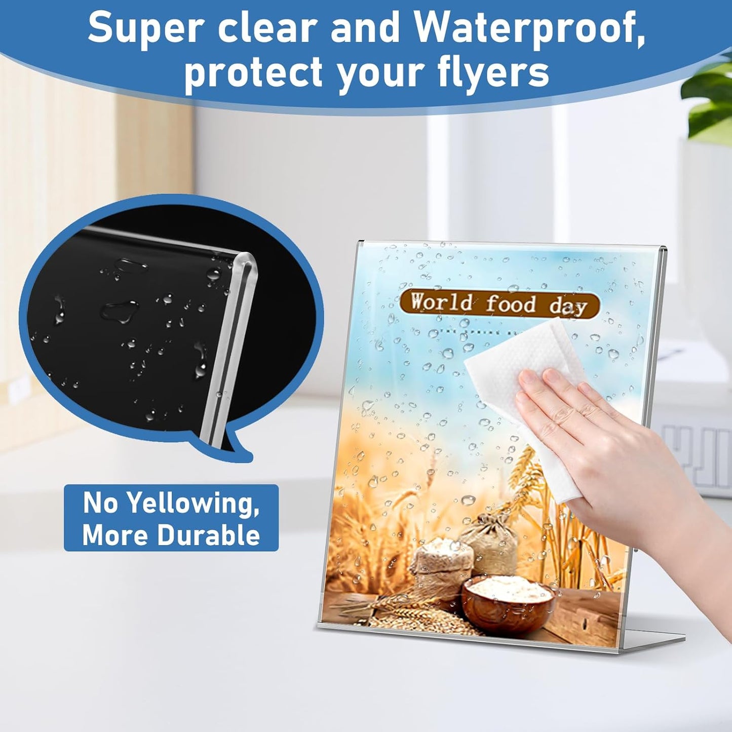 Acrylic Sign Holder 5x7 Inches, 13 Pack Clear Plastic Table Flyer Display Stand, L-Shape Vertical Menu Paper Holder Stand, Clear Picture Photo Flyer Display Stand for Restaurants, Store Fair,Office