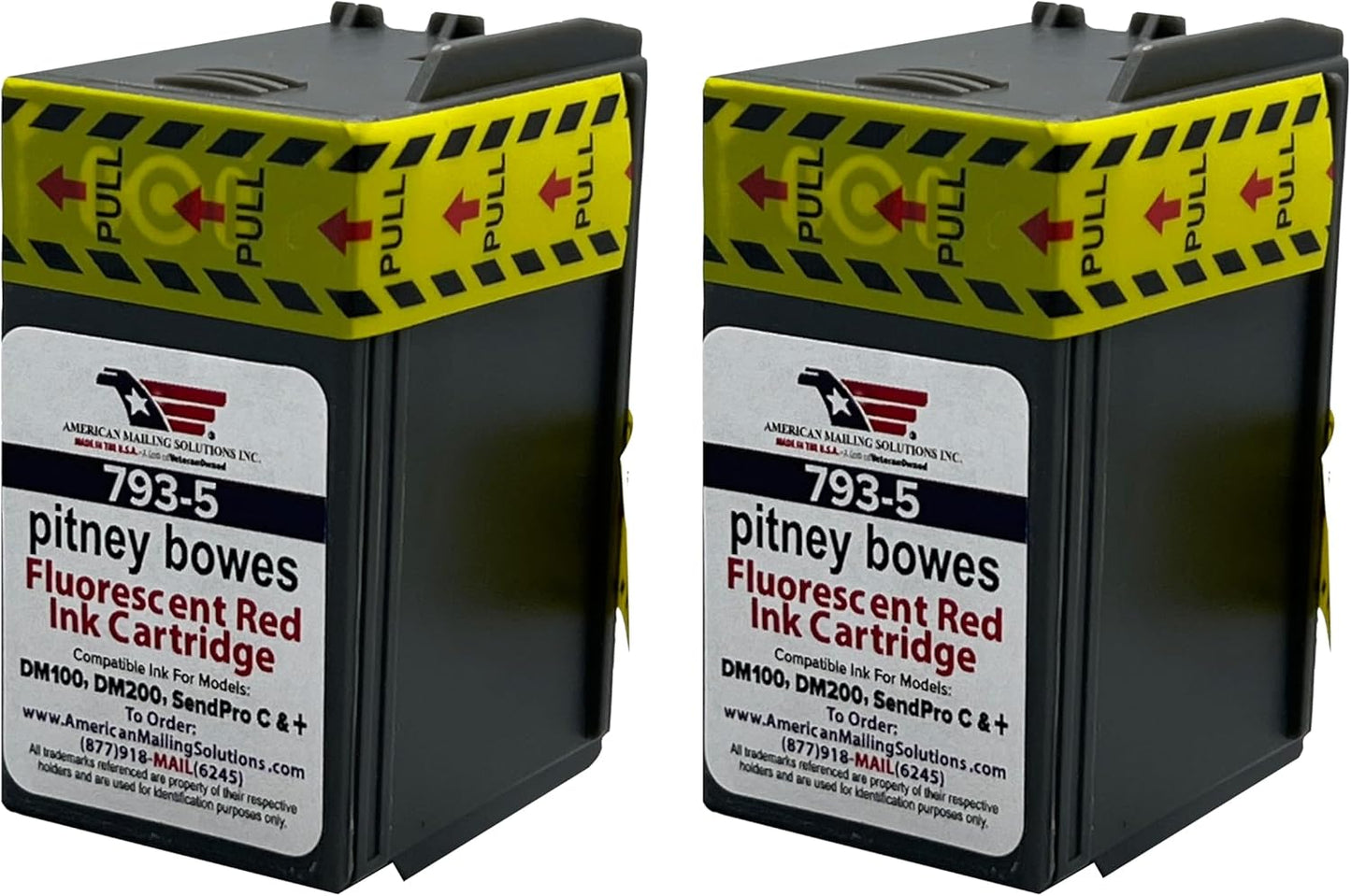 AMERICAN MAILING SOLUTIONS INC. | 2-Pack | PB 793-5 Replacement Red Fluorescent Ink Cartridge for Postage Meters DM100i, DM125i, DM150i, DM175i, DM200L, DM225, SendPro 300, C200, C300, C400, C425