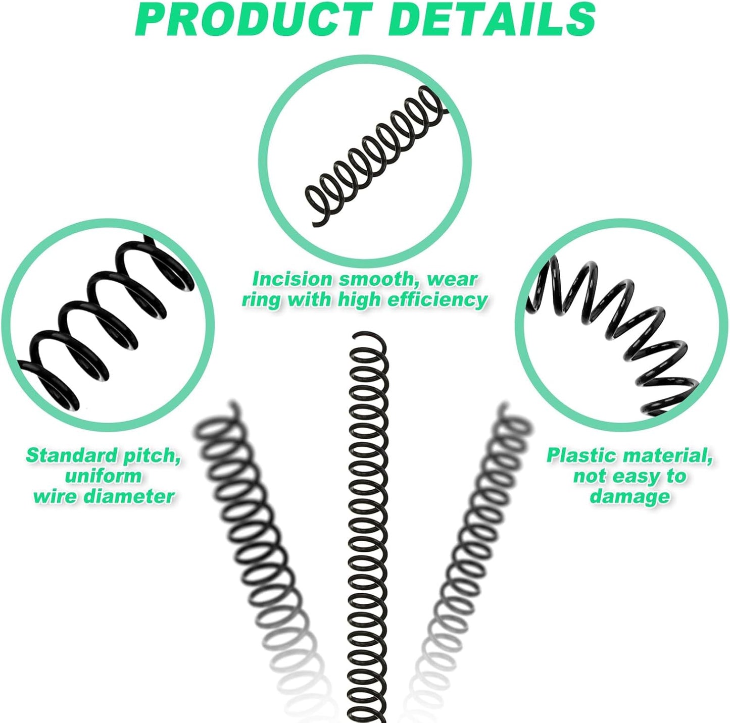 Leinuosen 120 Pack Plastic Spiral Binding Coils Kit Spirals Multi Size Coils for Binding Binder Combs Spines(5/16 Inch,Black)
