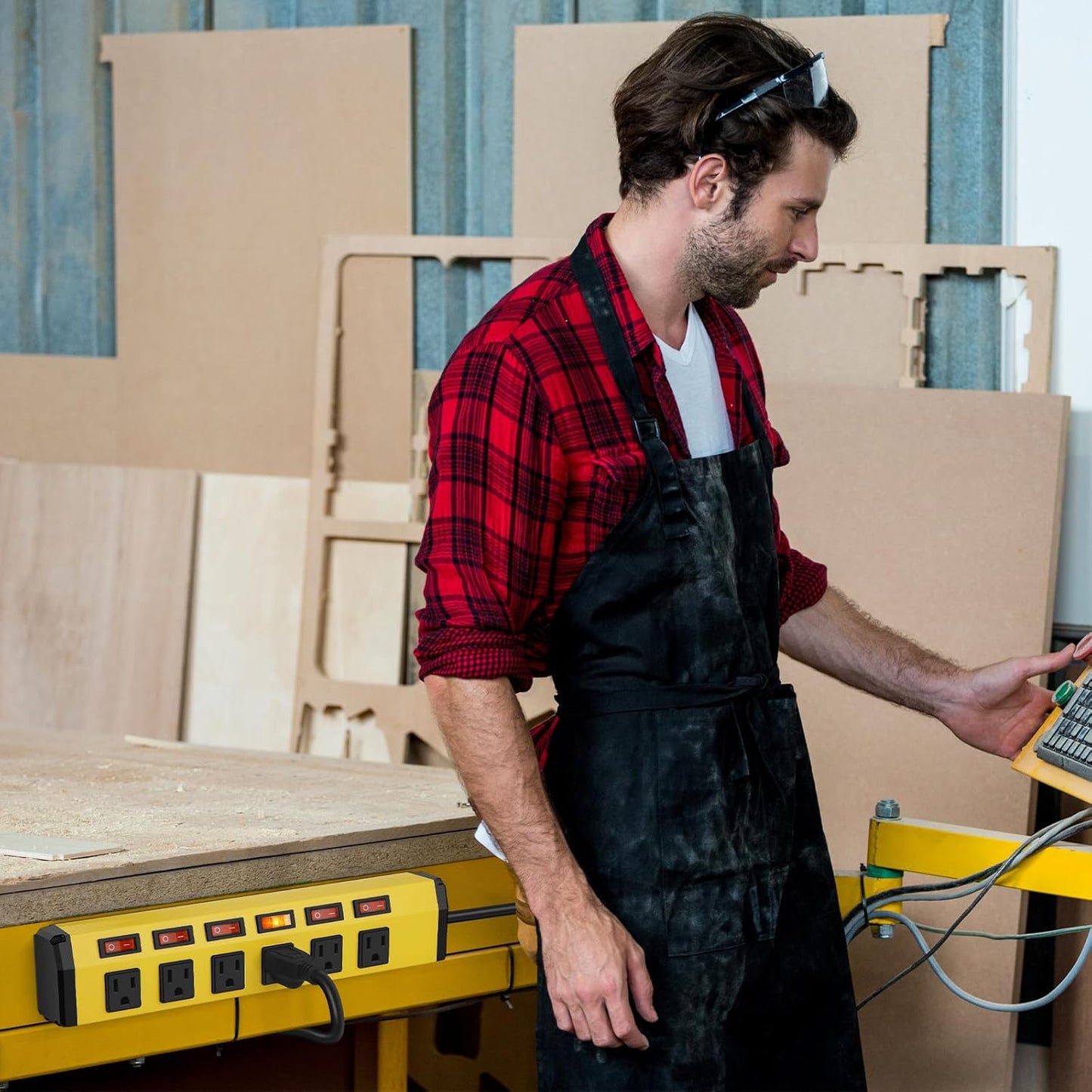 ANNQUAN 6 Outlet Metal Power Strip with 6 Individual Switches,Heavy Duty Power Strip 1200J 15A 6FT Cord Home Office Industrial Commercial Shop