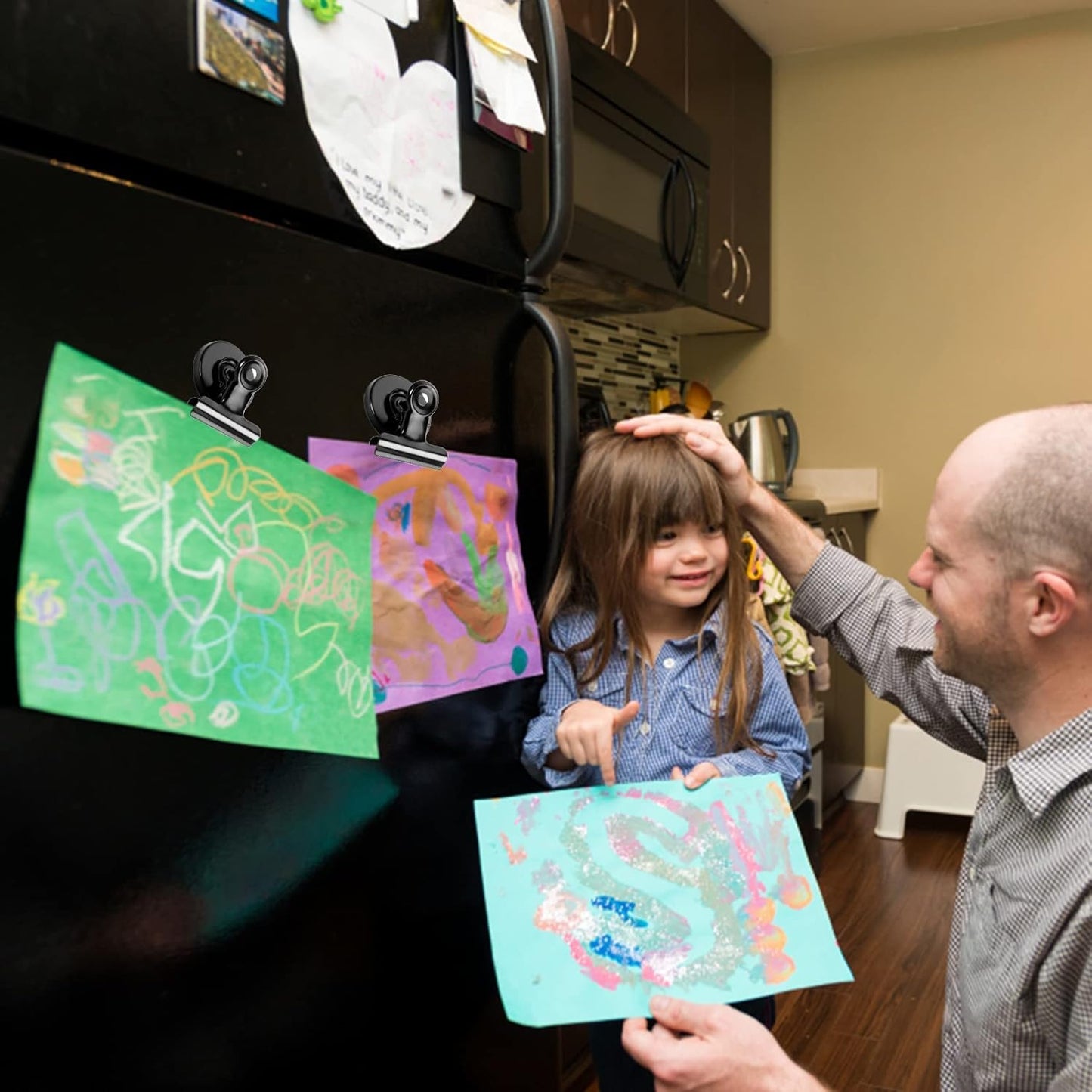 VNDUEEY 20 Pack Black Magnetic Clips for Refrigerator, Strong Fridge Magnets Magnet Clips Whiteboard Magnets?Magnetic Clips for Locker Office Home School