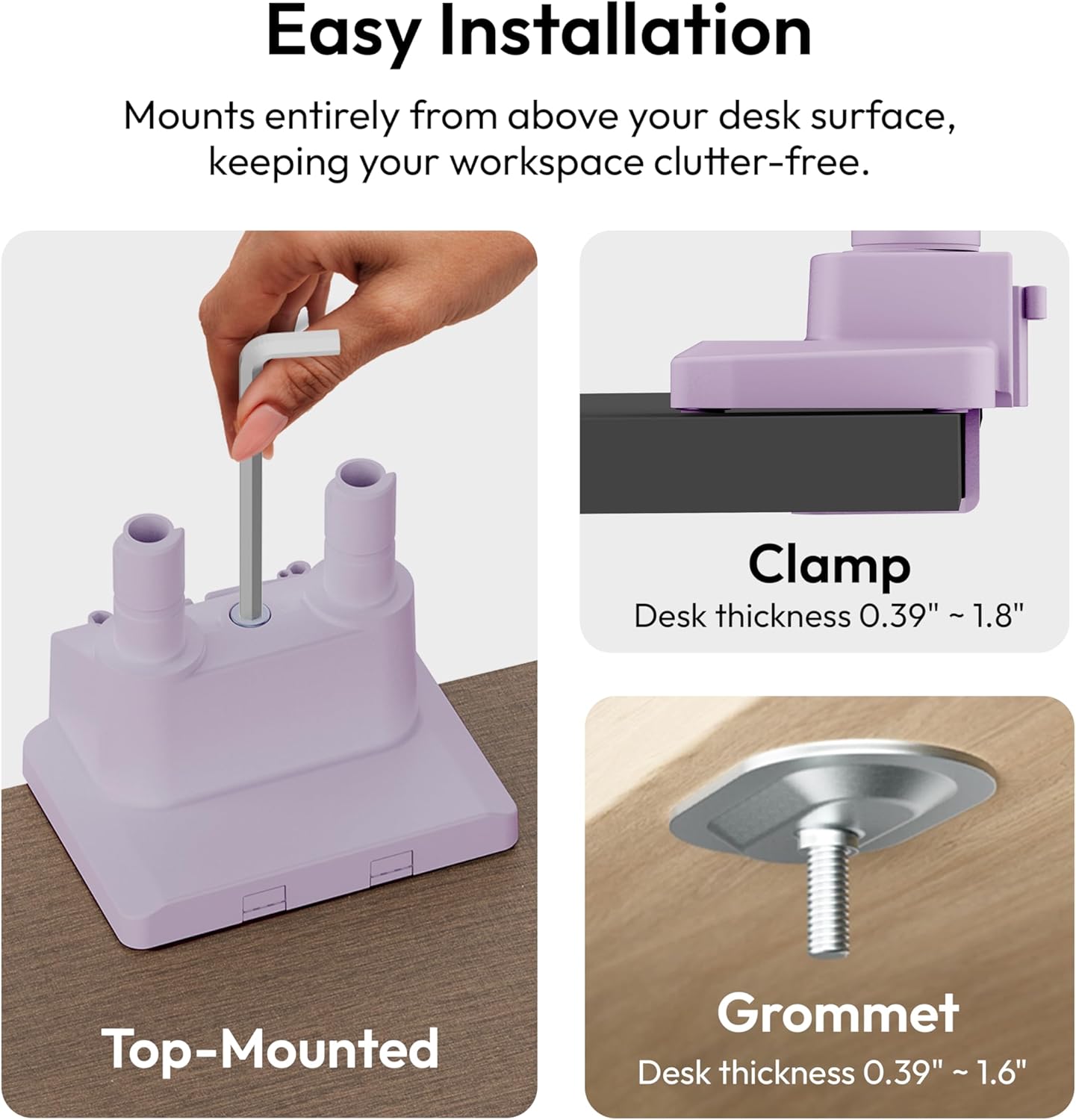 Pixio PS1D Wave Purple Dual Monitor Arm Stand Desk Mount - Fits up to 32 inches Monitors and up to 19.8lbs. VESA Compatibility and Integrated Cable Management