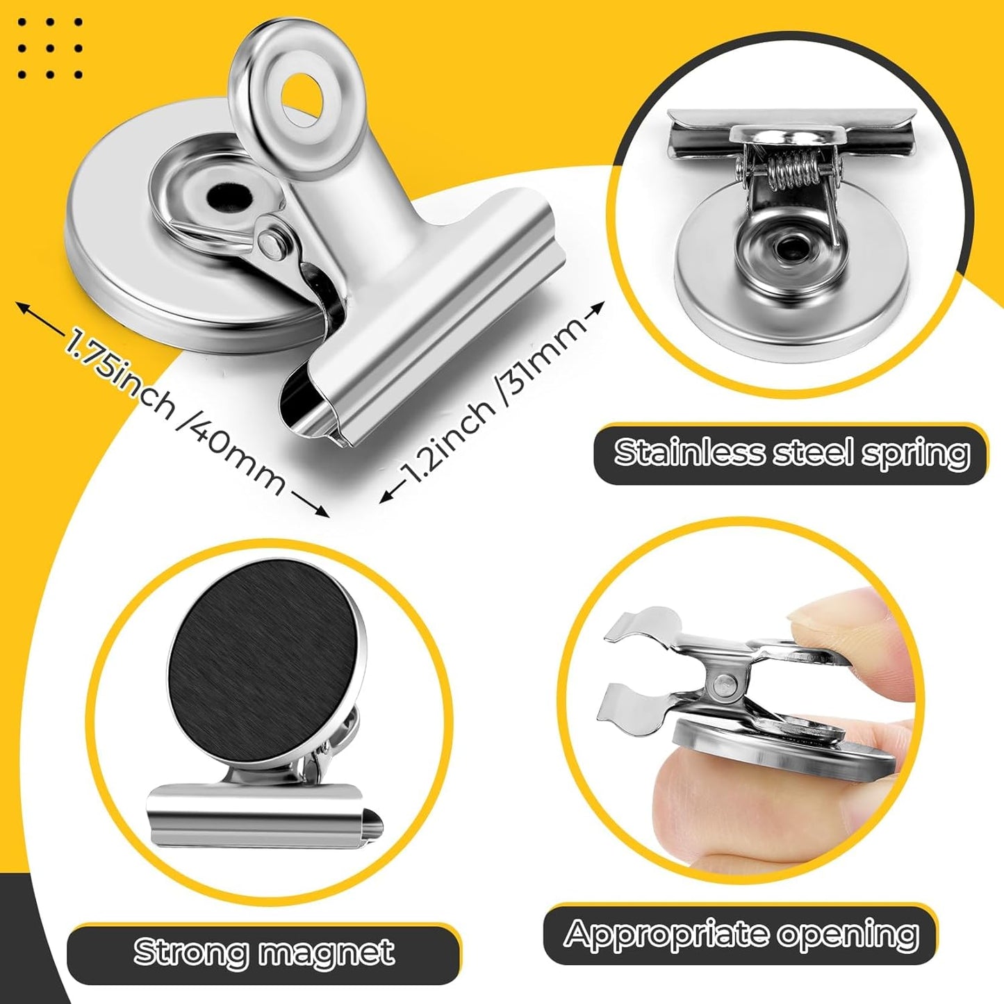 200 Pack Strong Magnetic Clips, Fridge Magnets Refrigerator Magnets, Clip Magnets for Whiteboard, Magnet Clips for List Display Paper Fasteners on Home Office Teaching (Silver)