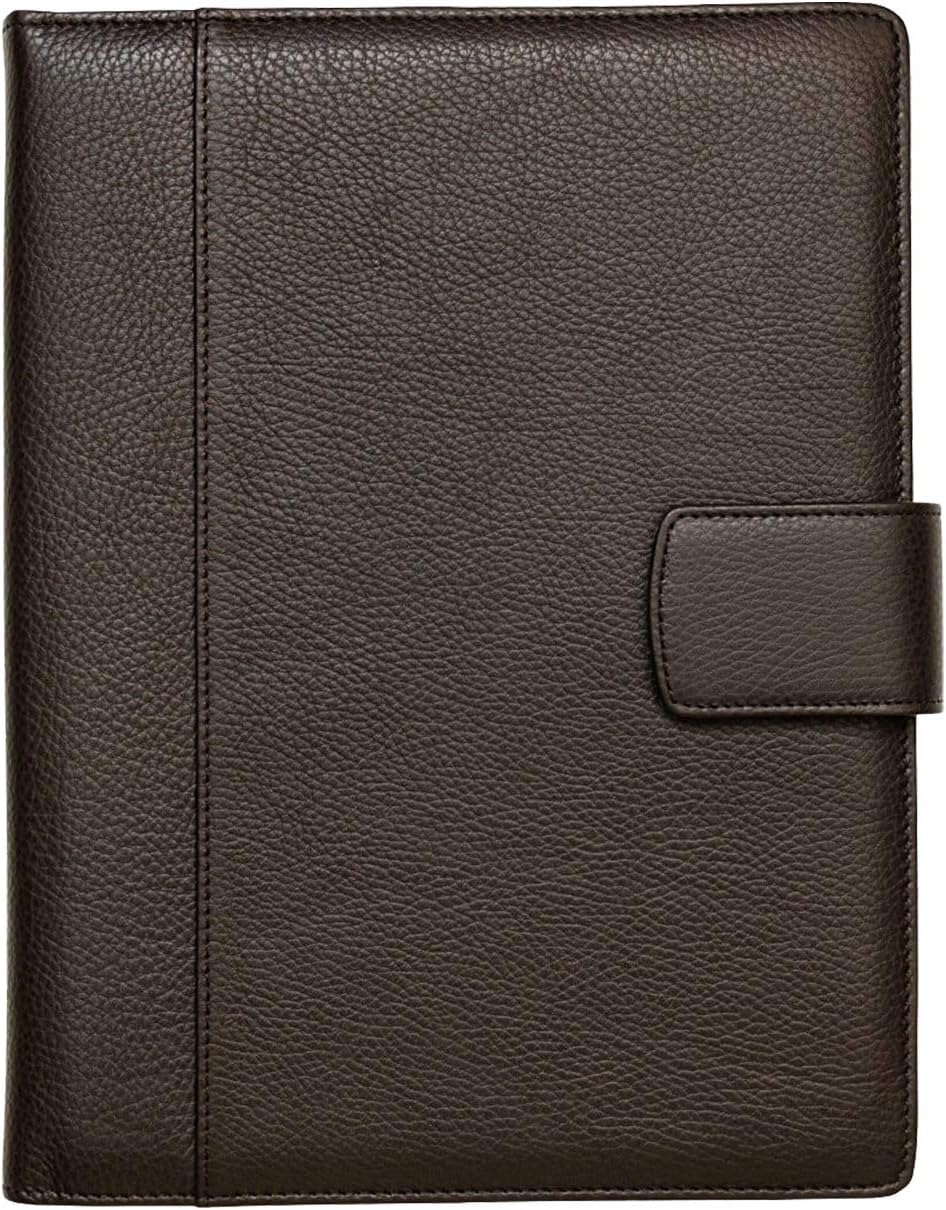 Maruse Italian Leather Executive Padfolio, Folder Organizer with Magnetic Closure and Writing Pad, Handmade in Italy, Dark Brown