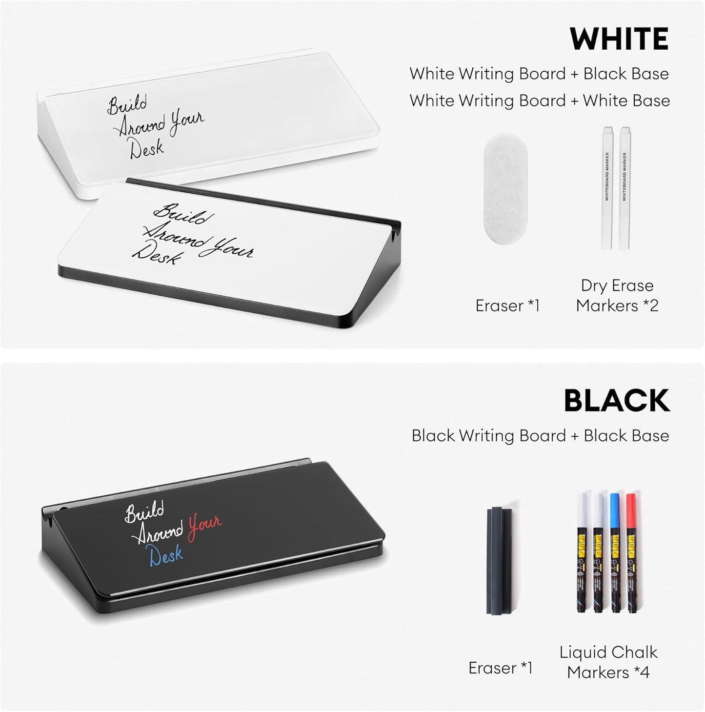 Glass Desktop Whiteboard with Storage 12"x6.5", Glass Whiteboard Desk Dry Erase Board w. 2 Markers,1 Eraser Monitor Mono Board, Office Desk Accessories, Work from Home Essentials