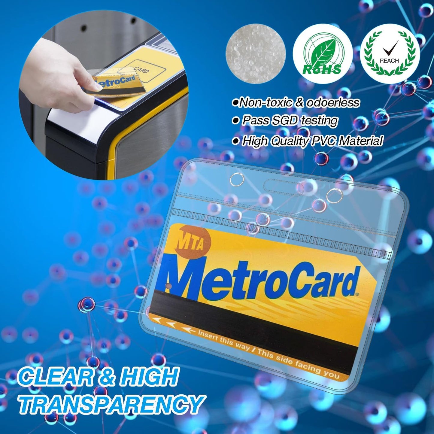 5 Pcs Badge Holders with Clip Thick Clear Name Tag Badge Holders Plastic Horizontal ID Card Holder with Waterproof Resealable Zip